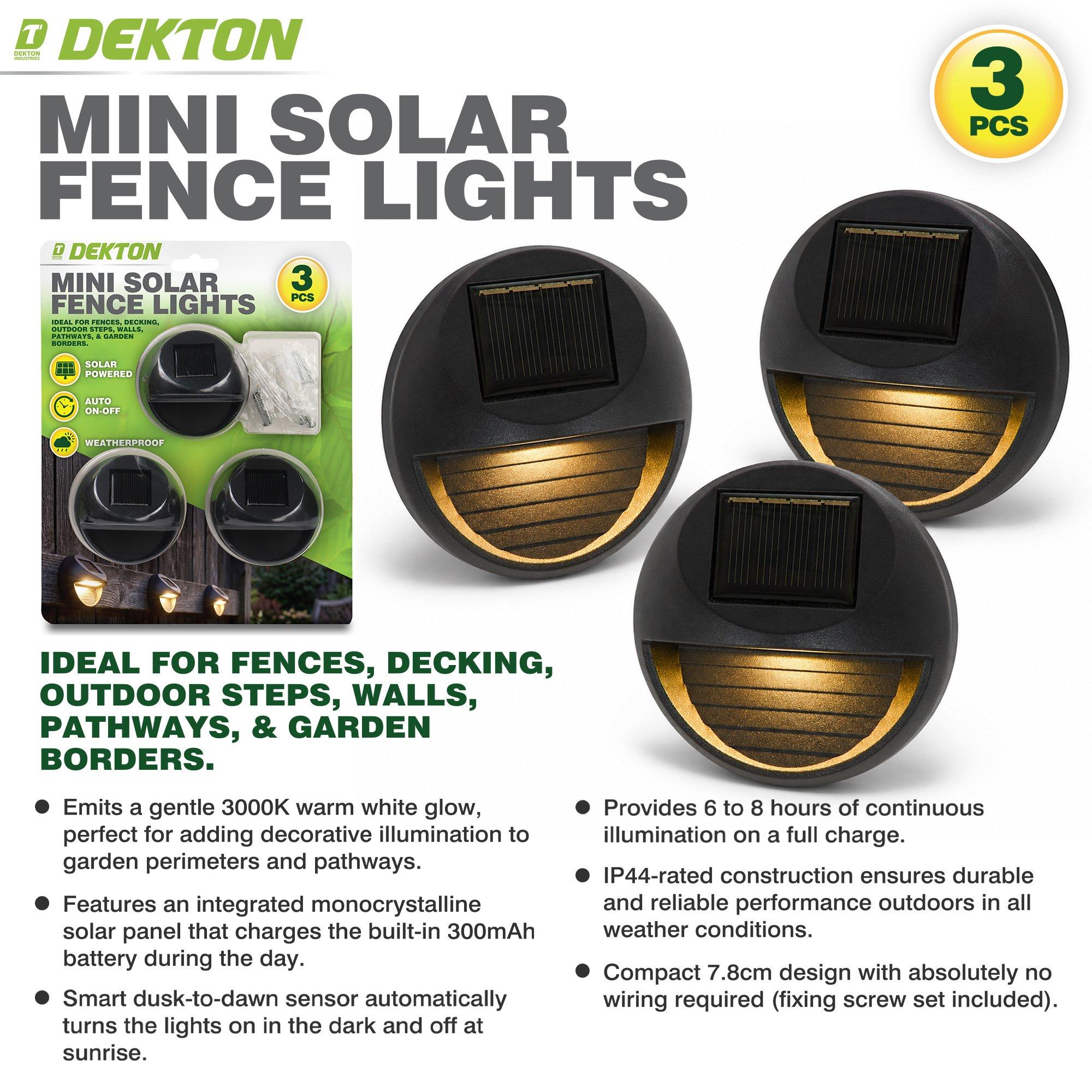 Wit - Dekton - Dekton Garden Outdoor 3 Piece Mini Solar fence lights - 6