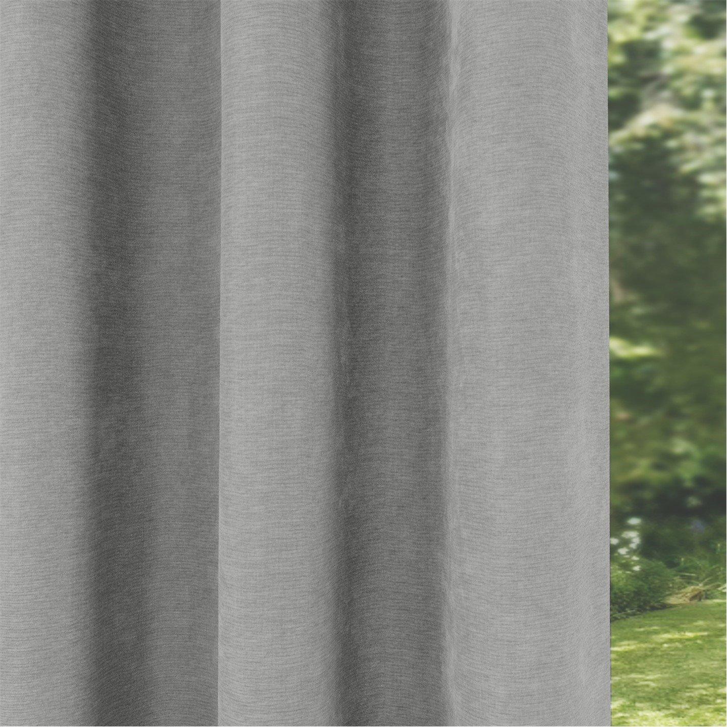 Grey - Enhanced Living - Knightsbridge Blackout Chenille Eyelet Curtains - 3