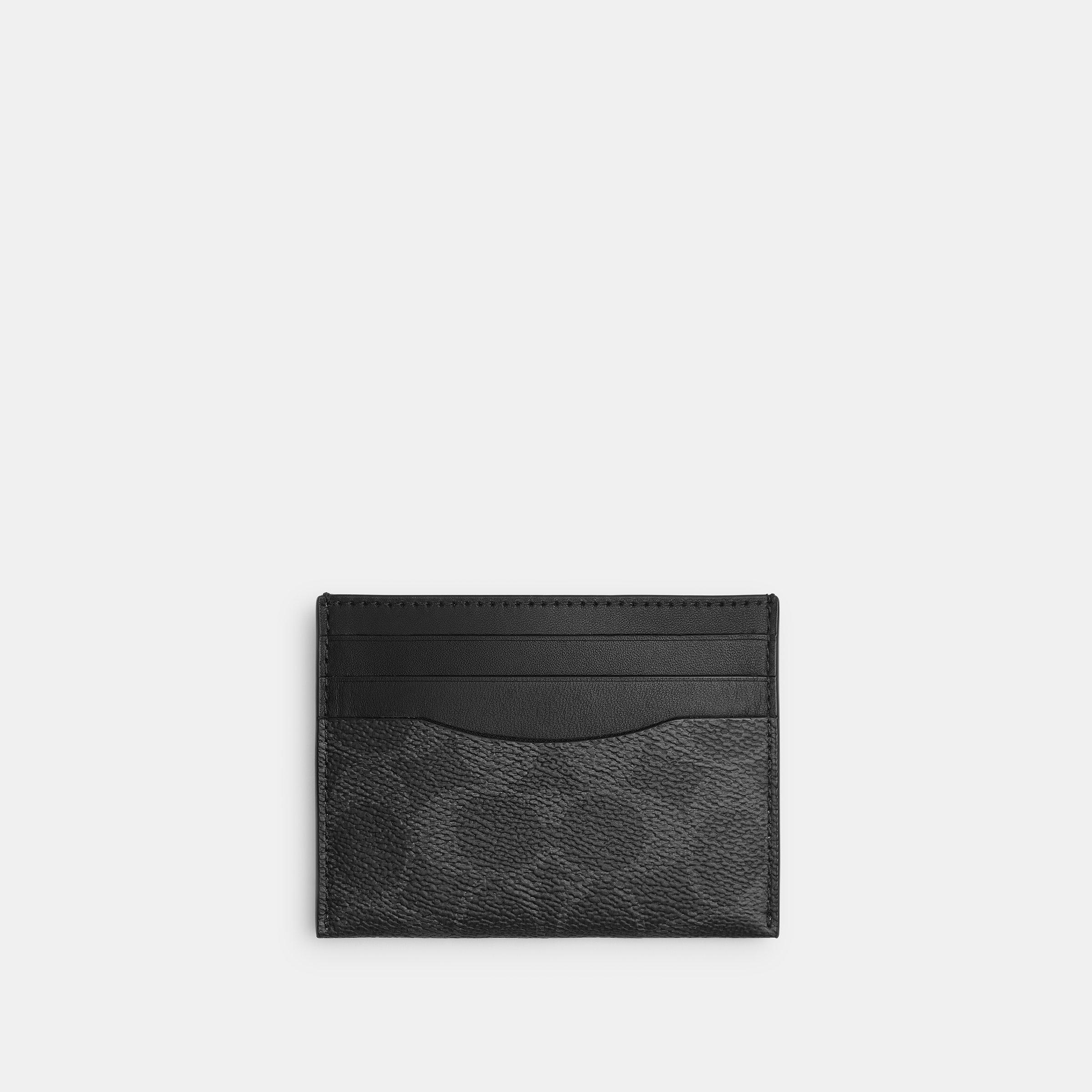 Black Signature - Coach - Signature Flat Leather Card Holder