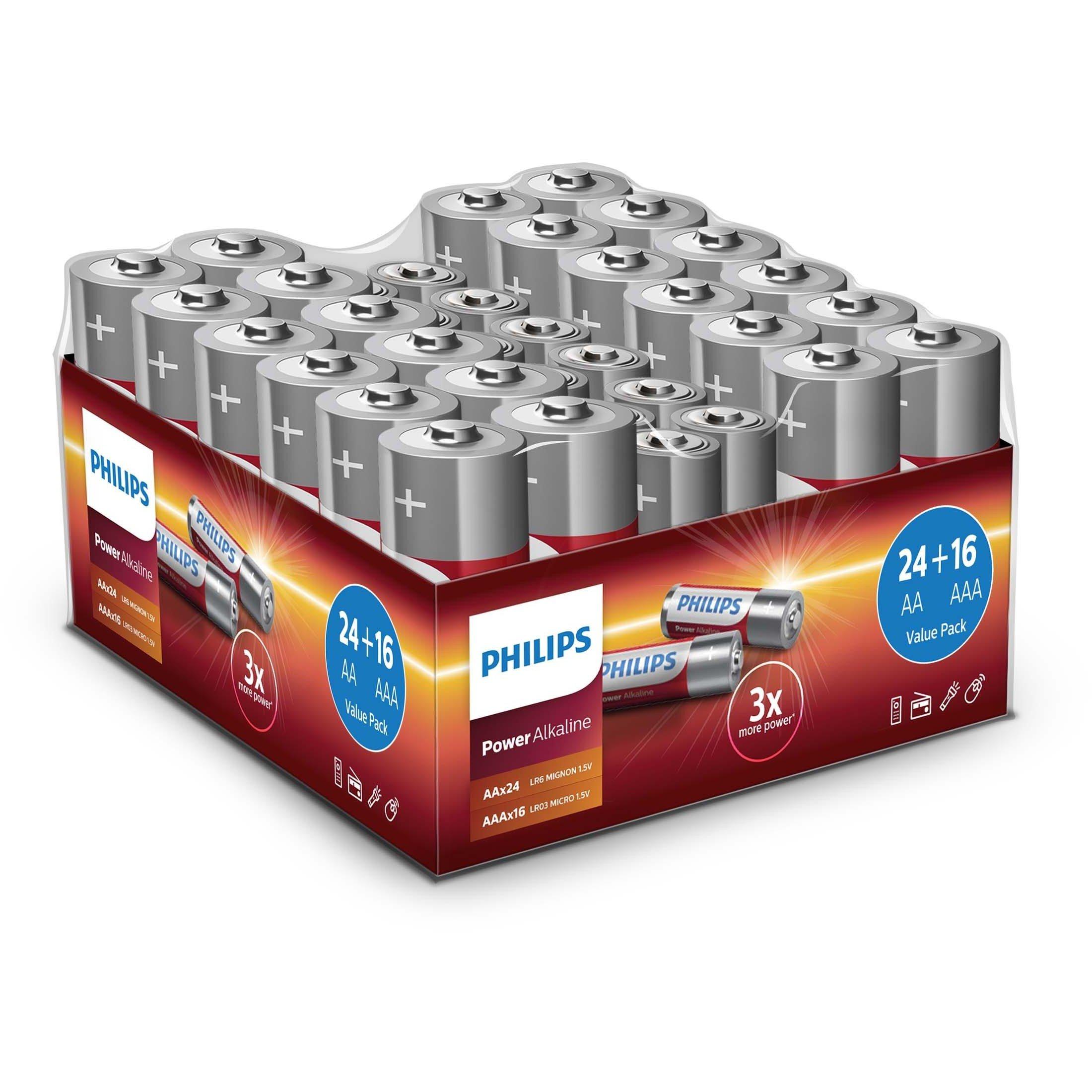 24 AA 16 AAA - Philips - Alkaline AAA Batteries - 1