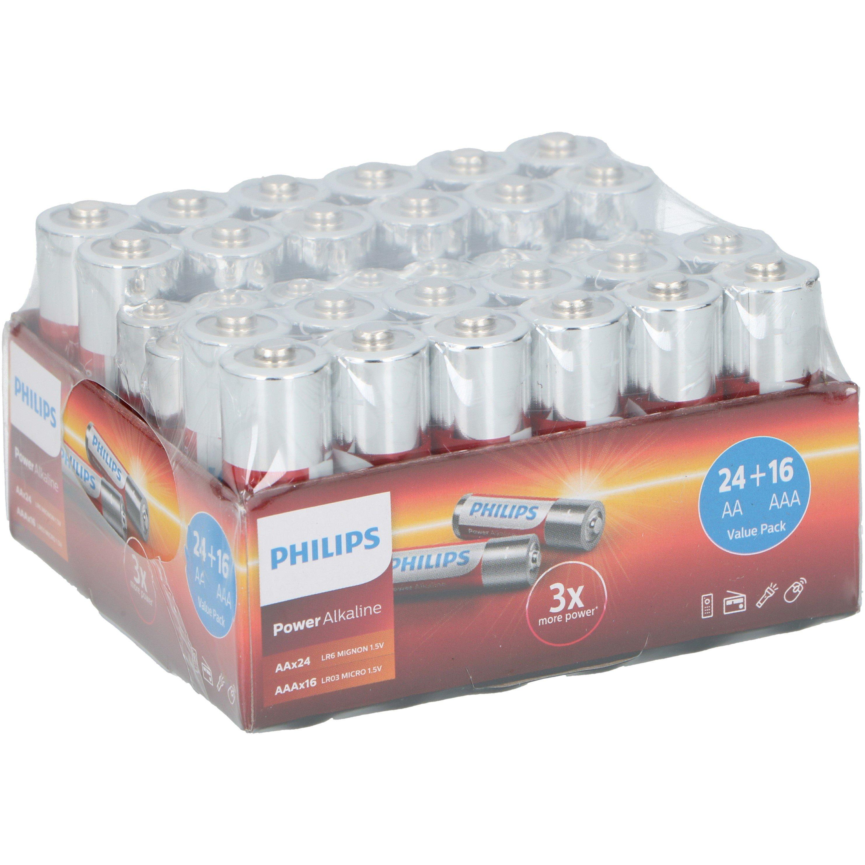 24 AA 16 AAA - Philips - Alkaline AAA Batteries - 2