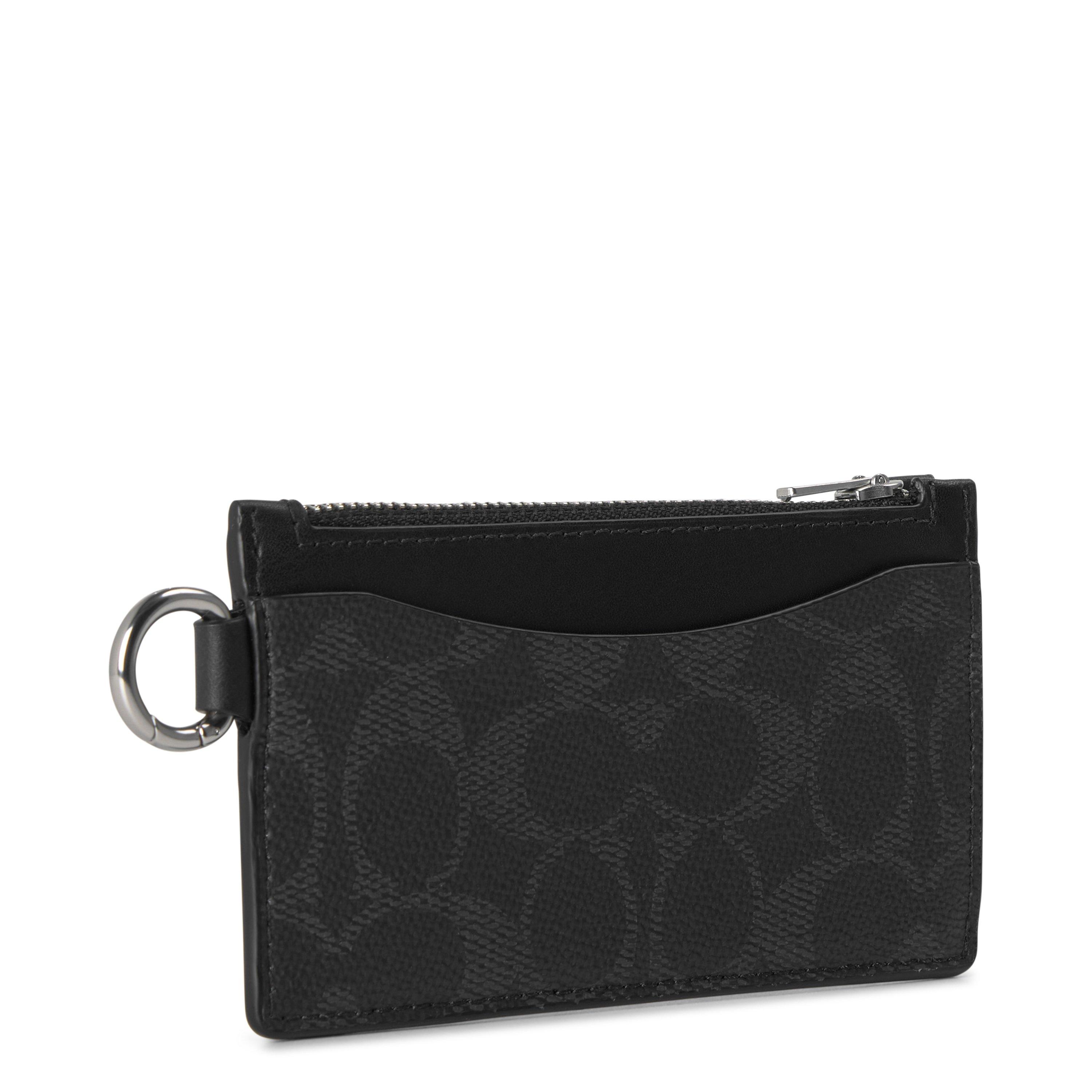 Black Signature - Coach - Signature Leather Zip Card Holder - 2
