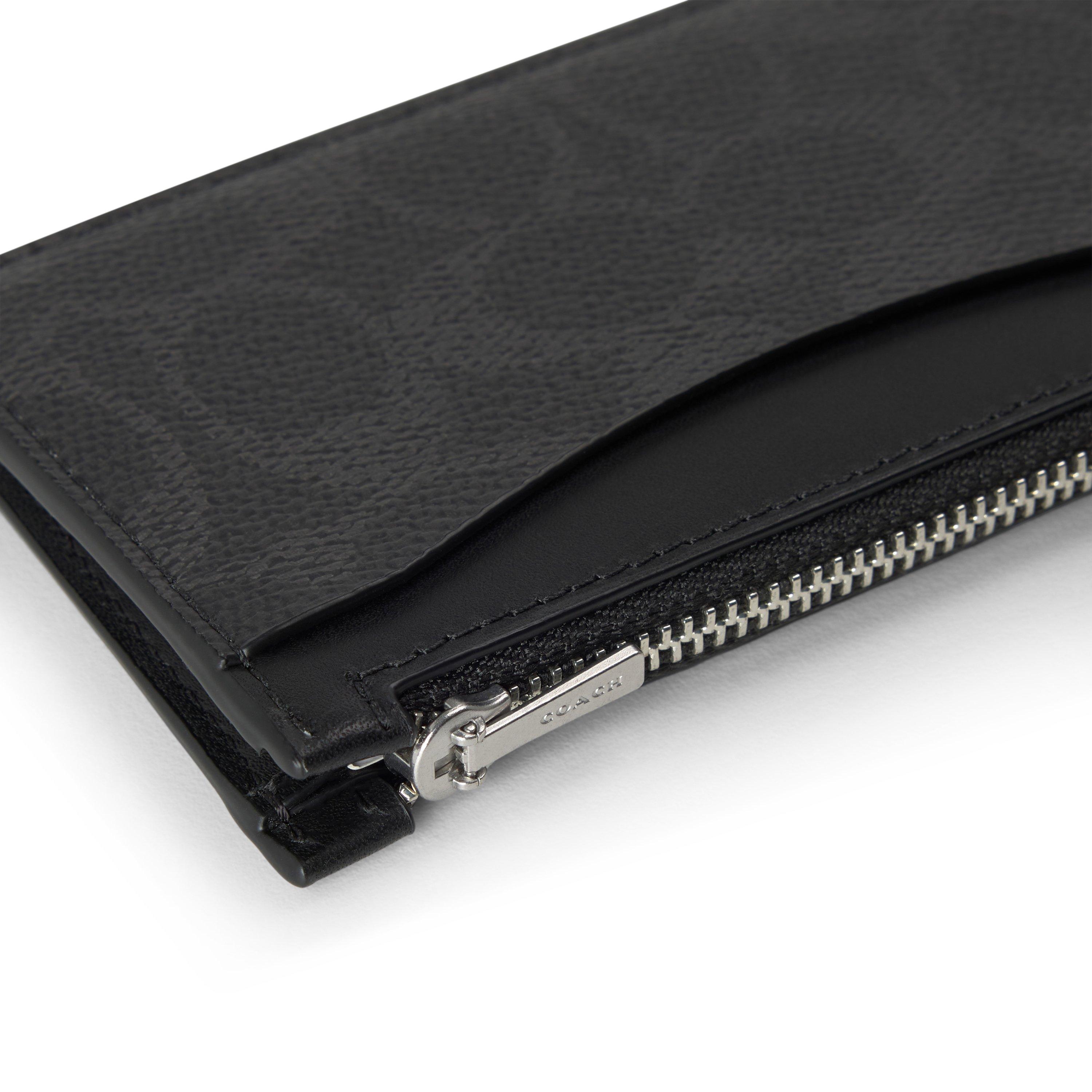 Black Signature - Coach - Signature Leather Zip Card Holder - 3