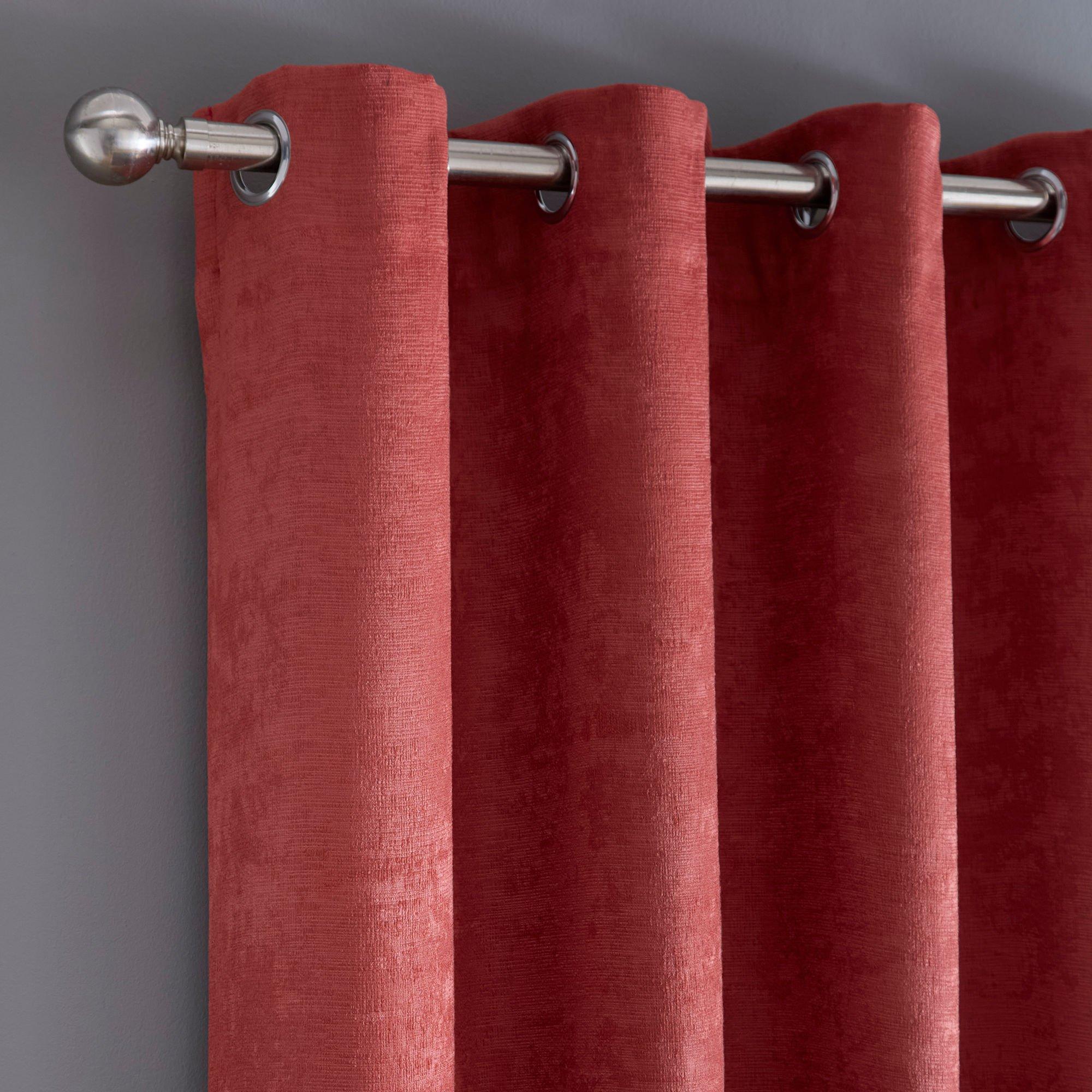 Terracotta - Fusion - Strata Dim Out Eyelet Curtains in Terracotta - 2