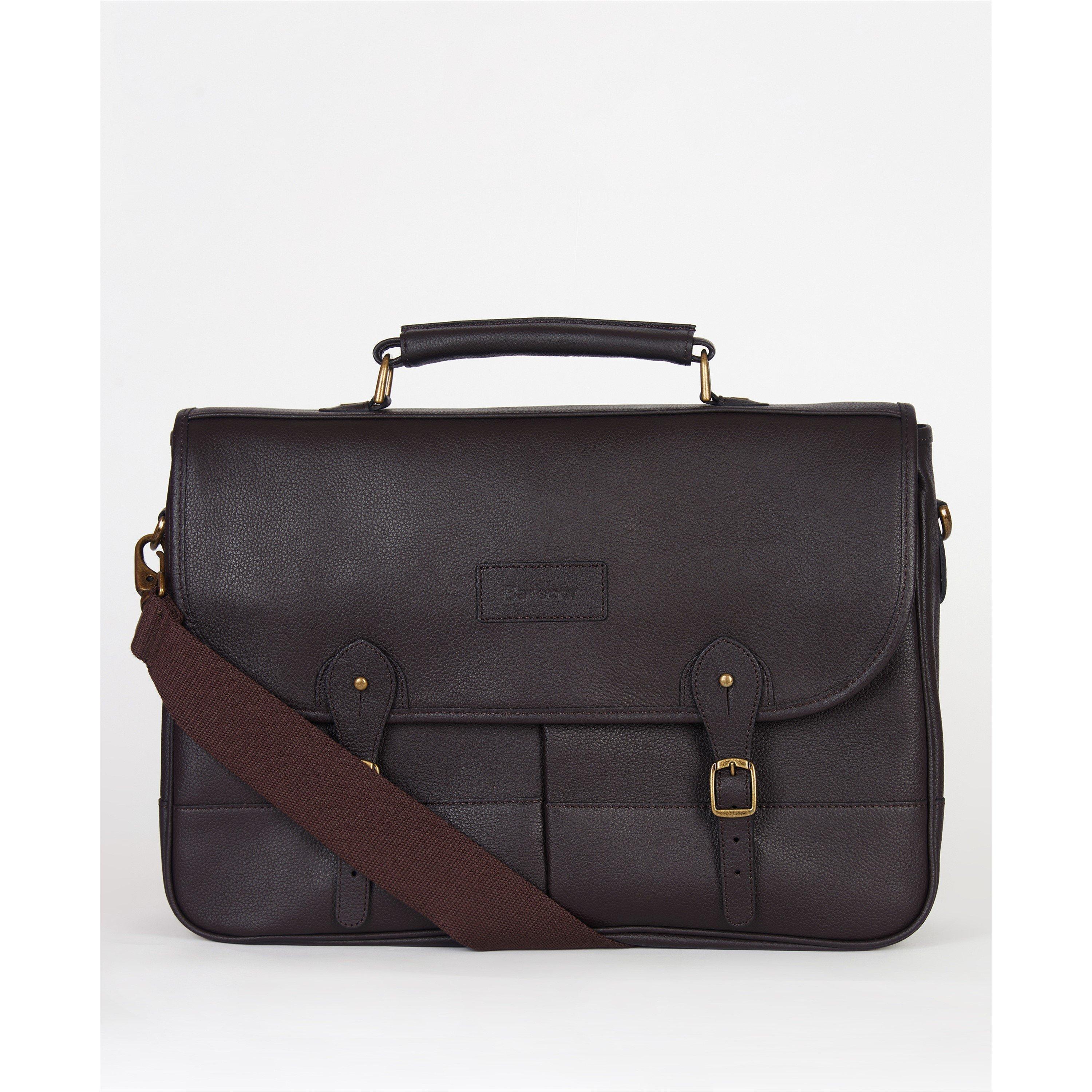 Dark Brown BR91 - Barbour - Mens Waxed Leather Briefcase - 1