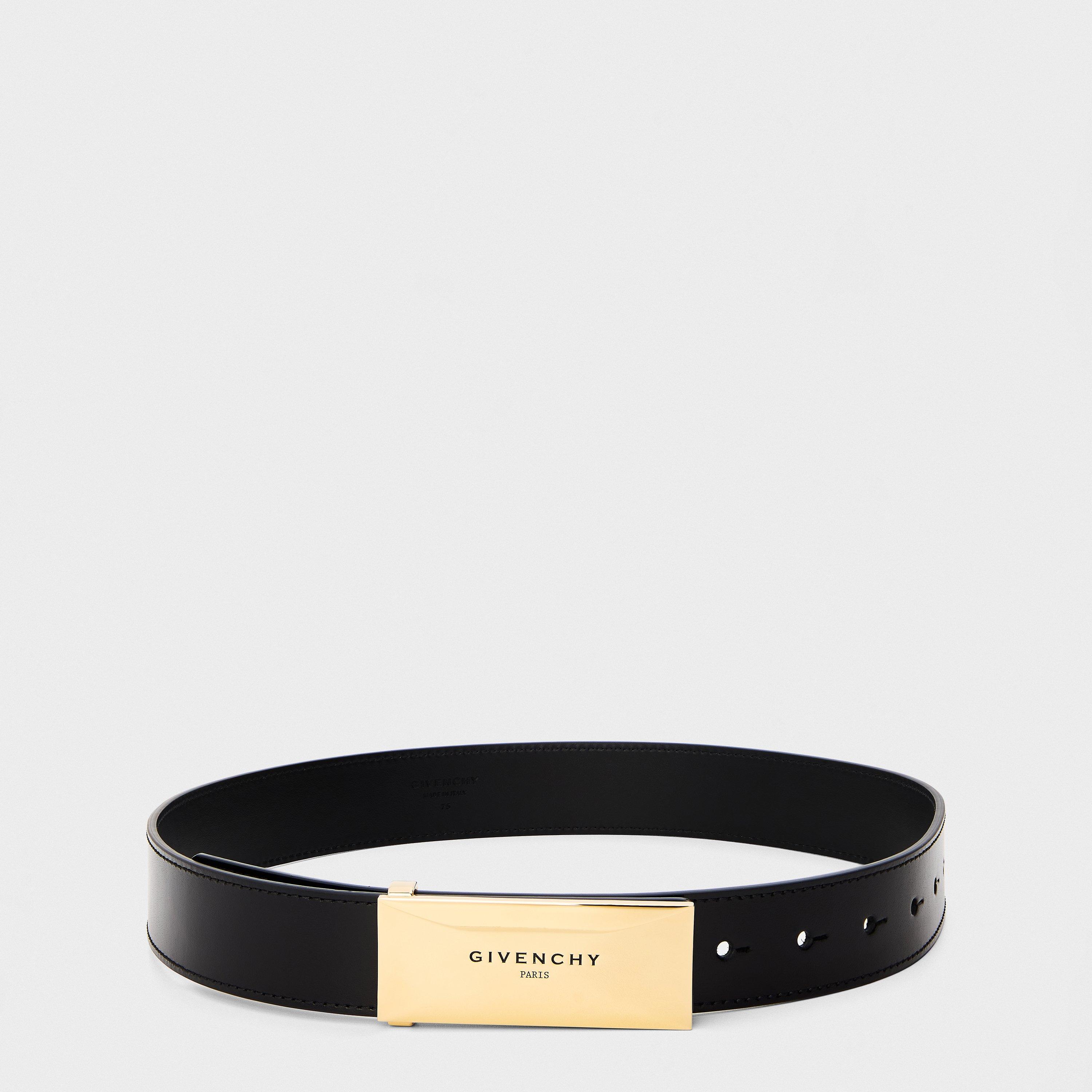 GIVENCHY Women's Plaque Leather Belt - Black - Size 75