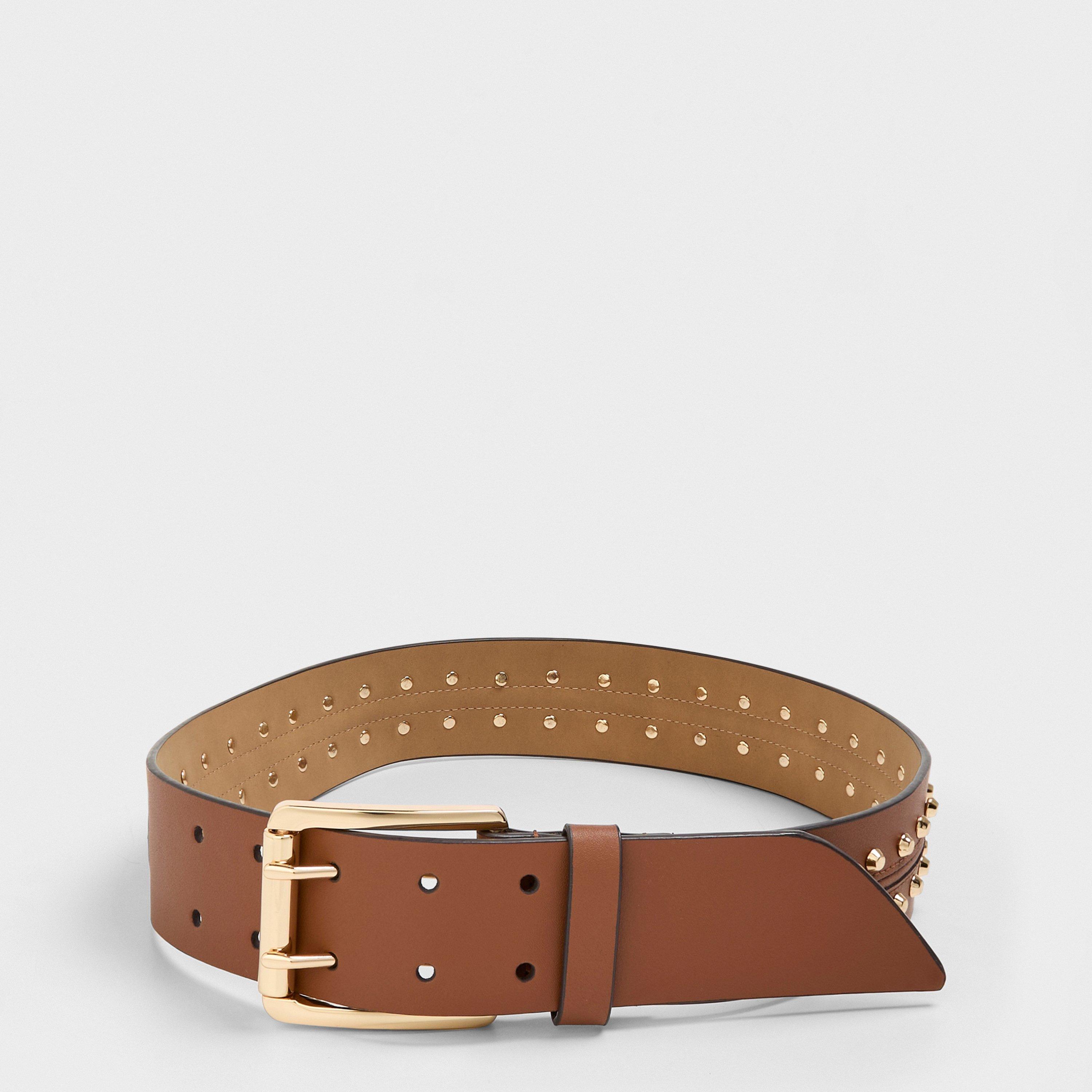 Michael Michael Kors Women's Mk Hardware Adjustable Leather Belt - Luggage - XS