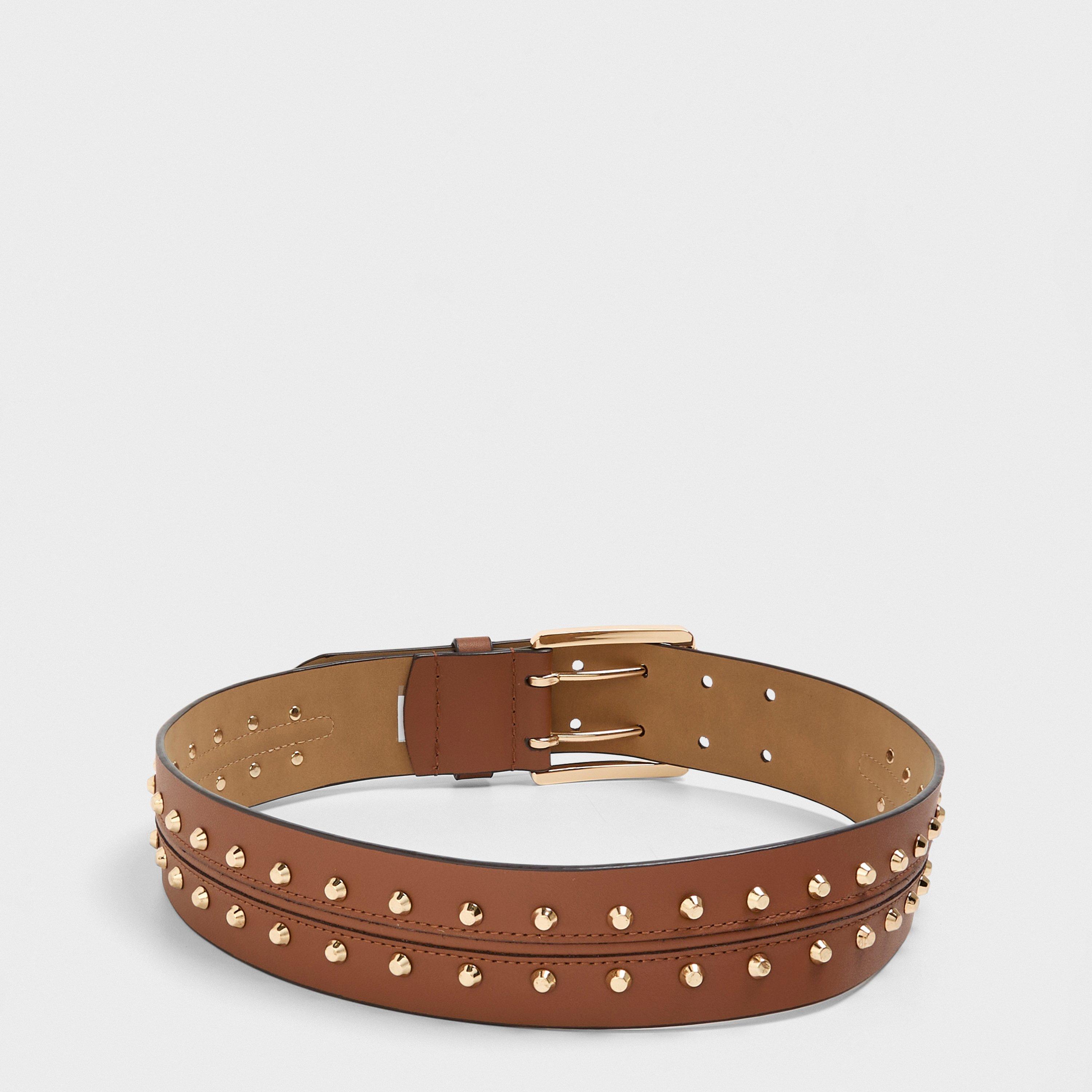 Michael Kors Brown Leather Gold Hardware Statement Belt - L Michael Kors – Women main image 2