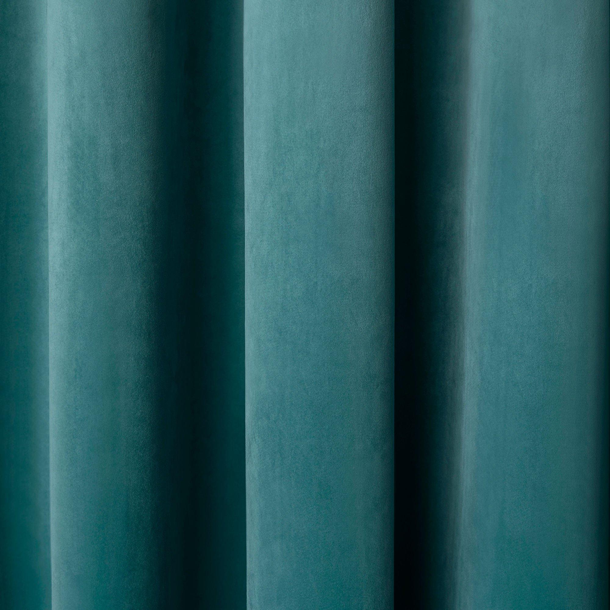 Teal - Laurence Llewelyn-Bowen - Montrose Thermal Velvet Eyelet Curtains in Teal - 3
