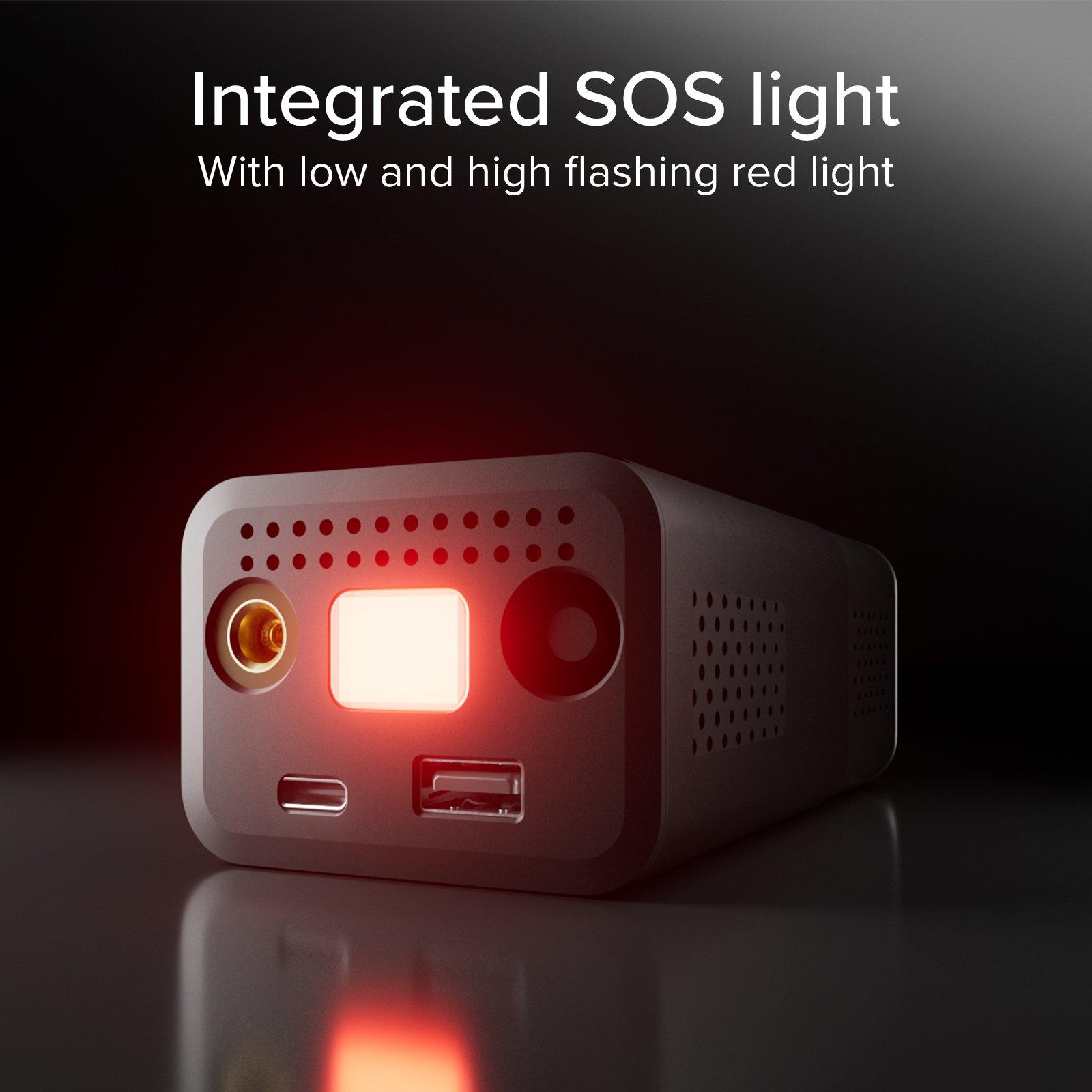 Nero - SBS - 3600mAh power bank with compressor function and LED flashlight for emergencies and outdoor use - 12