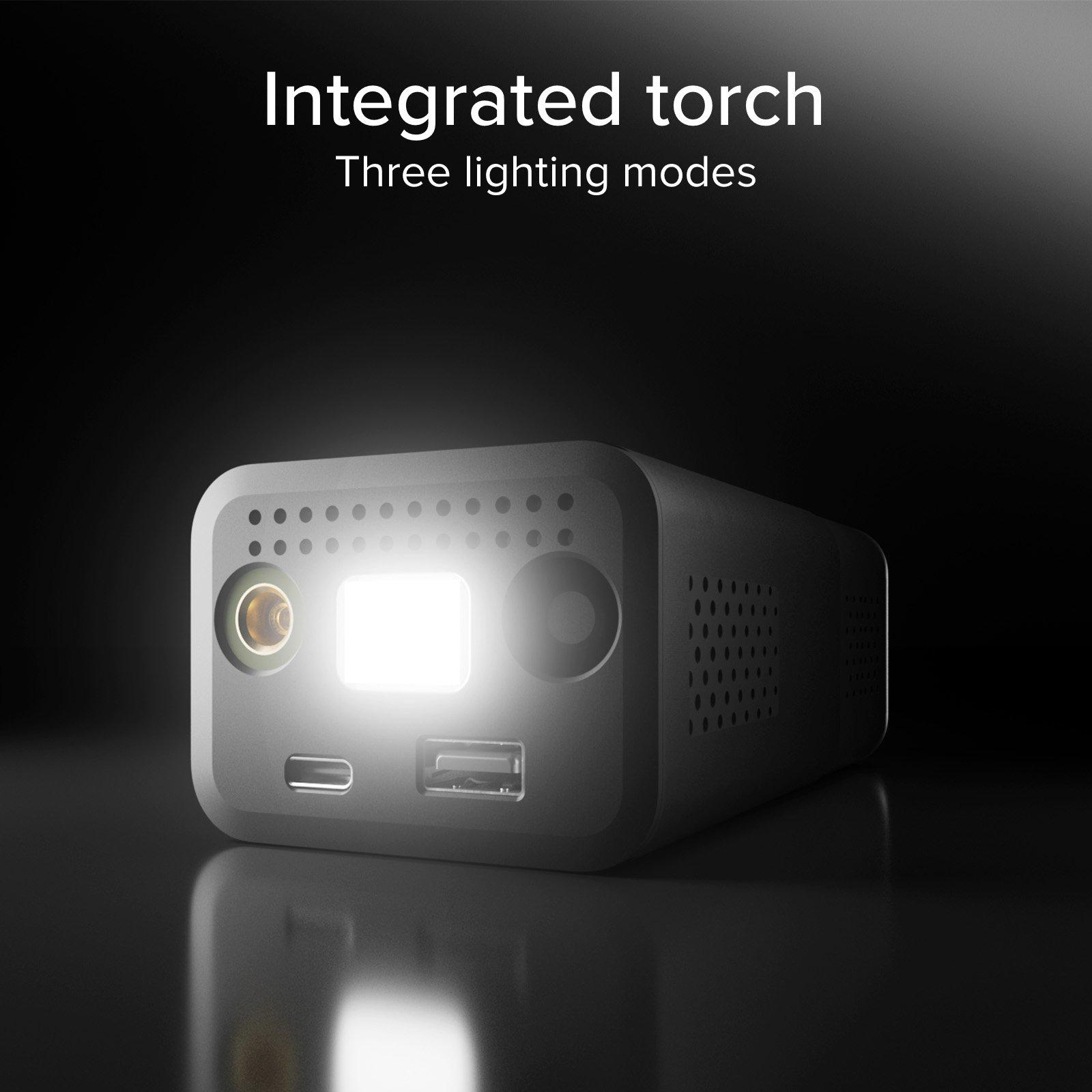 Nero - SBS - 3600mAh power bank with compressor function and LED flashlight for emergencies and outdoor use - 13
