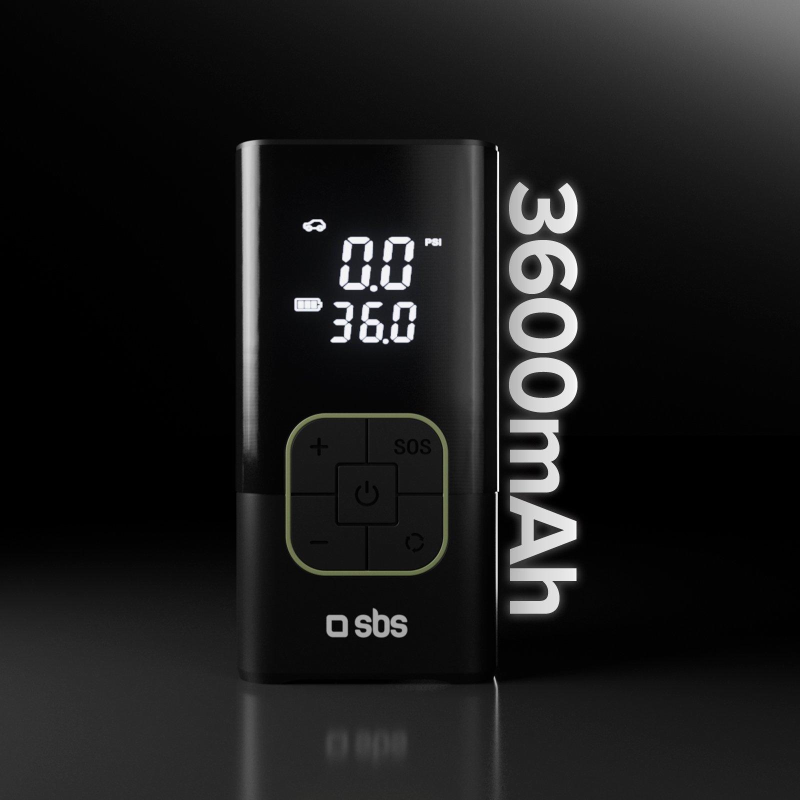 Nero - SBS - 3600mAh power bank with compressor function and LED flashlight for emergencies and outdoor use - 5