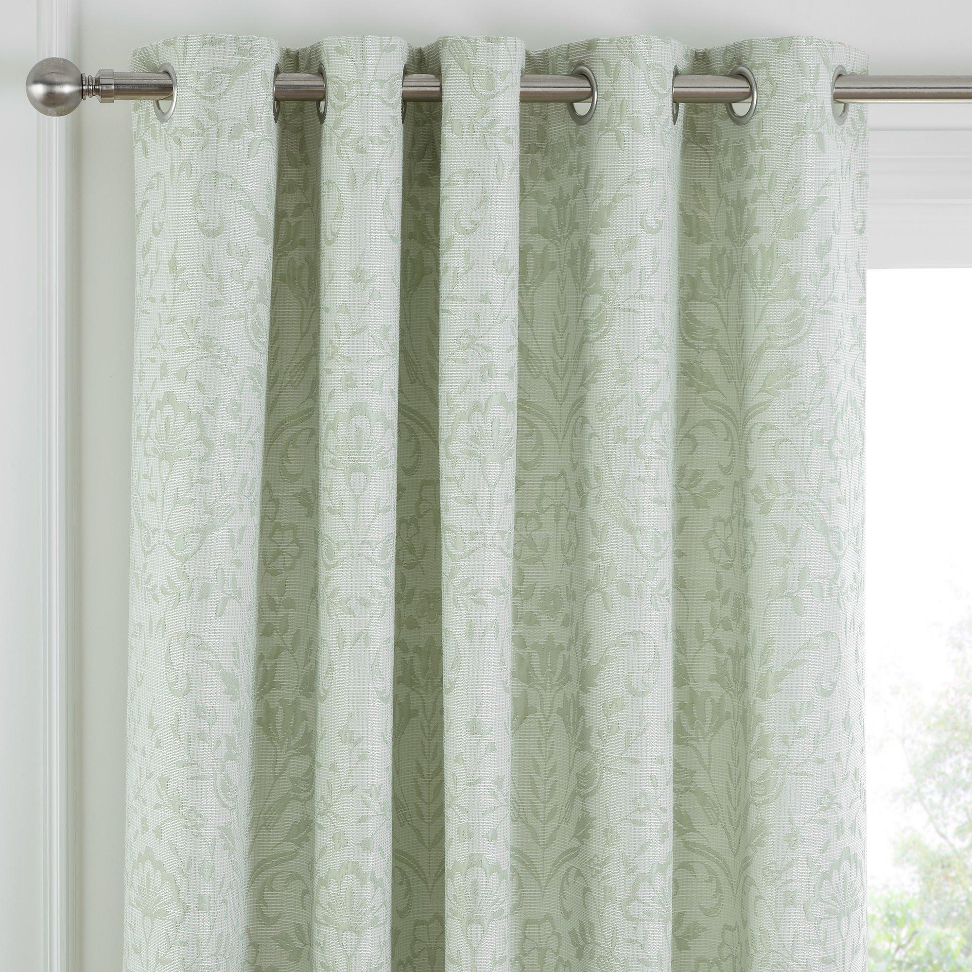 Sage Green - Curtina - Marple Jacquard Birds Eyelet Curtains - Sage Green - 2