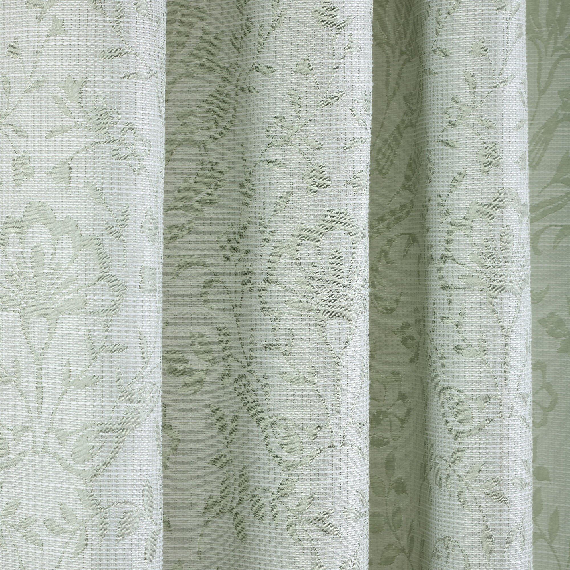 Sage Green - Curtina - Marple Jacquard Birds Eyelet Curtains - Sage Green - 3