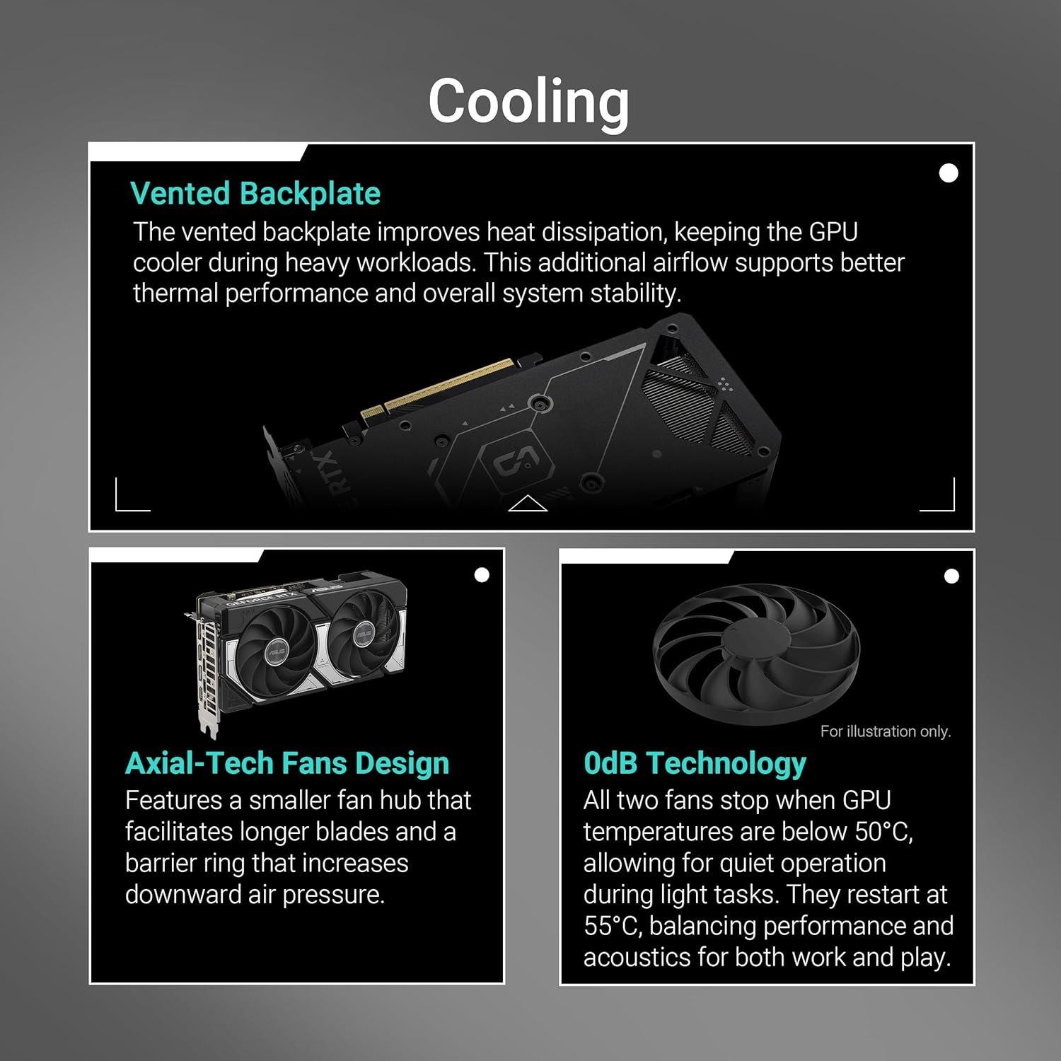 Black - ASUS - NVIDIA DUAL-RTX5060-O8G OC 8GB Dual Fan Graphics Card - 3