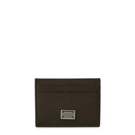 Dolce and Gabbana Men's Logo Leather Plaque Card Holder