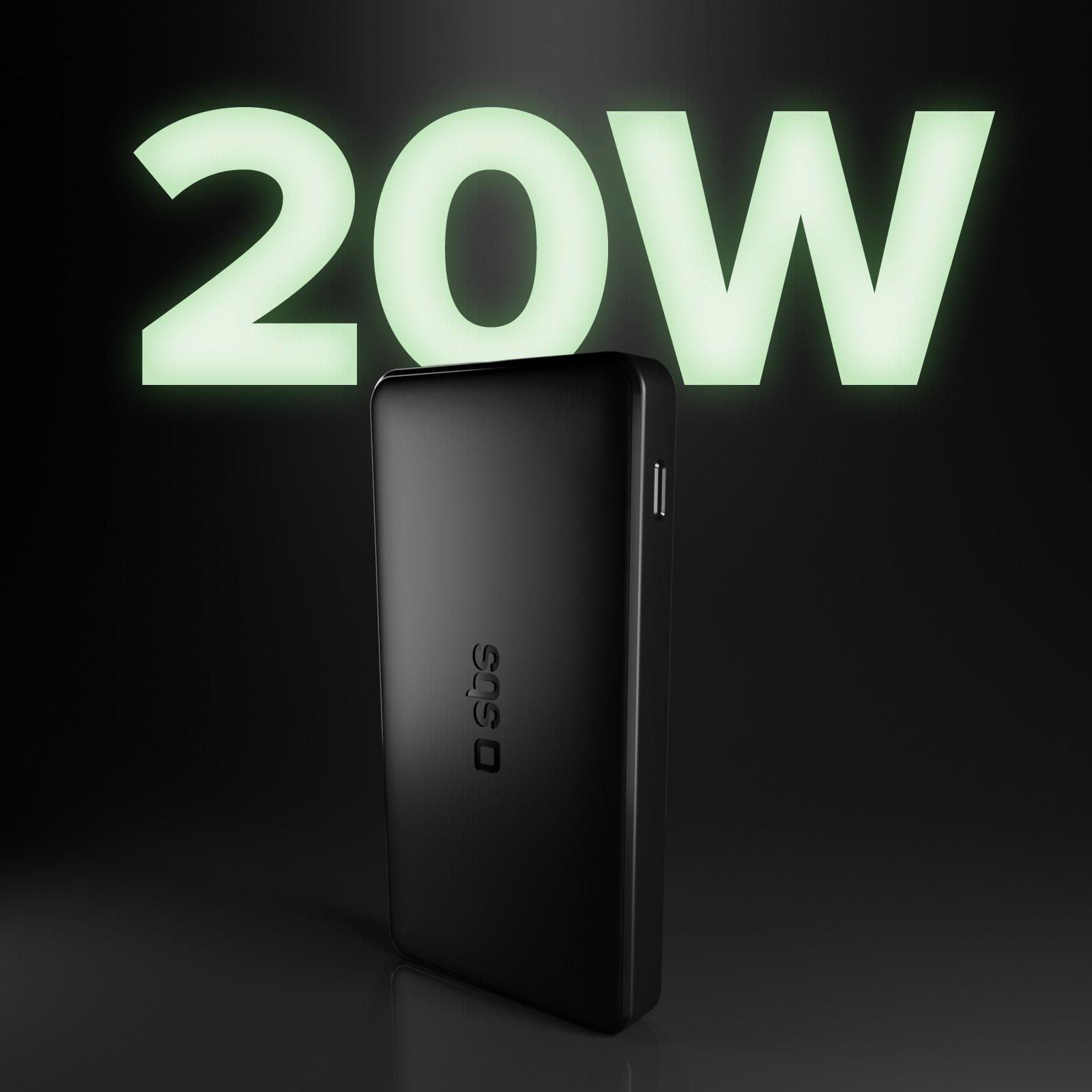 Schwarz - SBS - 10000 mAh powerbank with 20W Power Delivery technology (PD) - 6