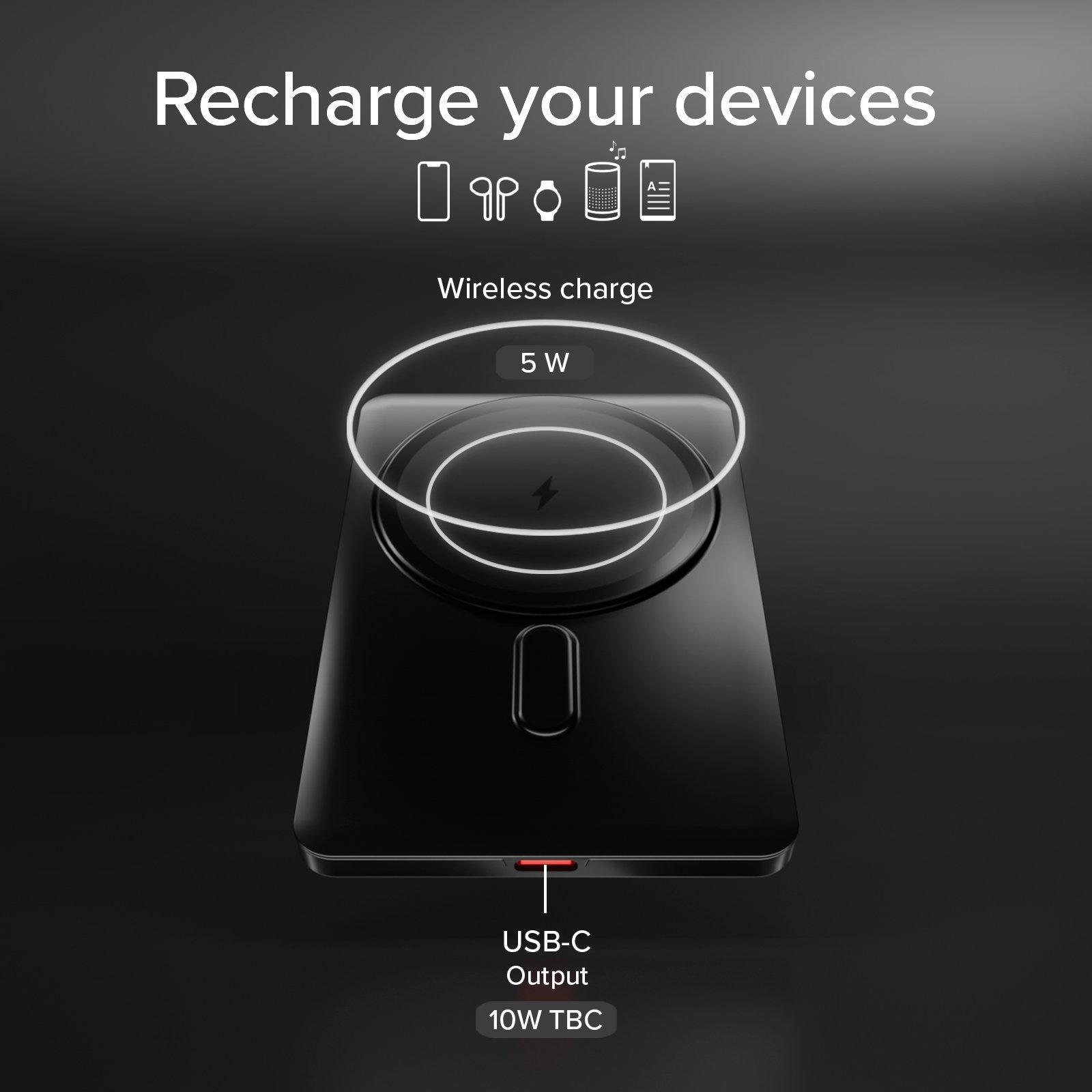 Zwart - SBS - Slim 3000 mAh Magnetic Power Bank with 5W Wireless Charging Compatible with MagSafe - 2