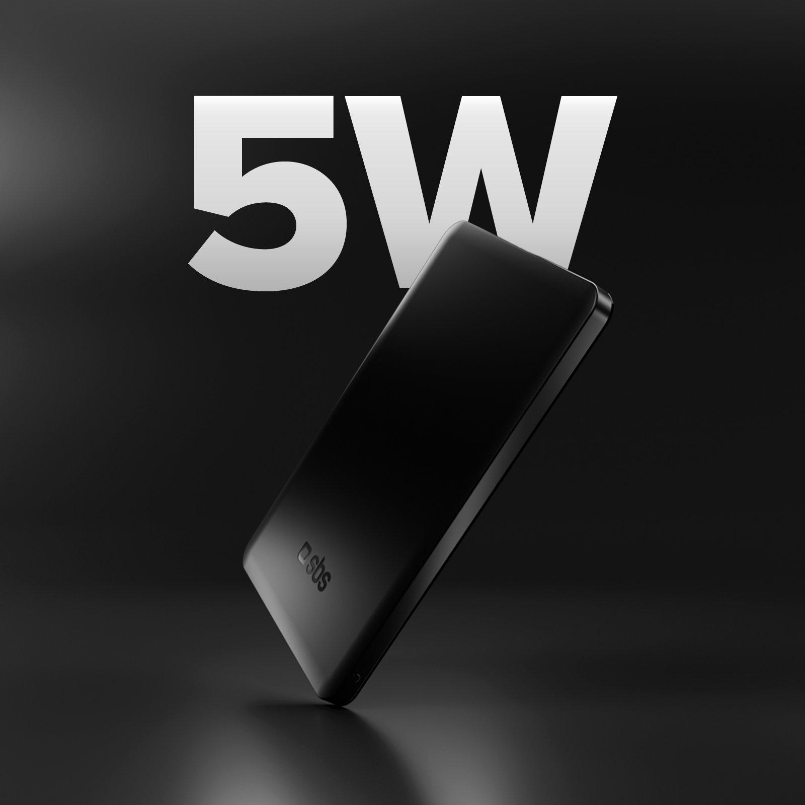 Zwart - SBS - Slim 3000 mAh Magnetic Power Bank with 5W Wireless Charging Compatible with MagSafe - 8