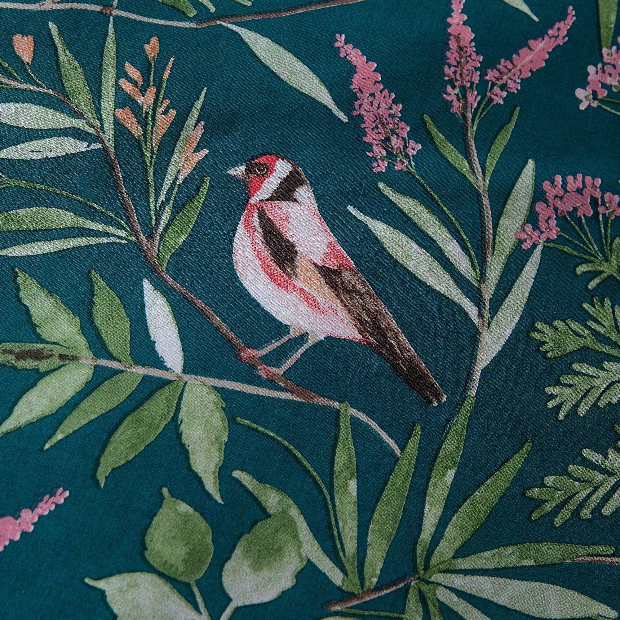 Green - Dreams and Drapes - Caraway Garden Birds Pencil Pleat Curtains - Green - 4