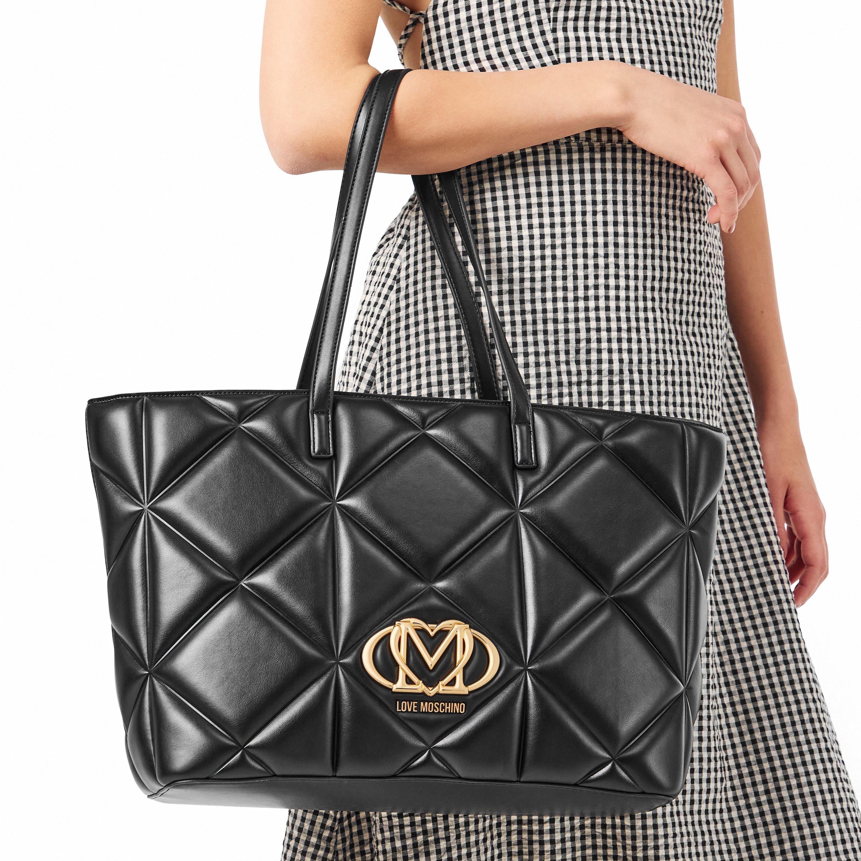 BLACK - Love Moschino - Women's Quilted Tote Bag - 3