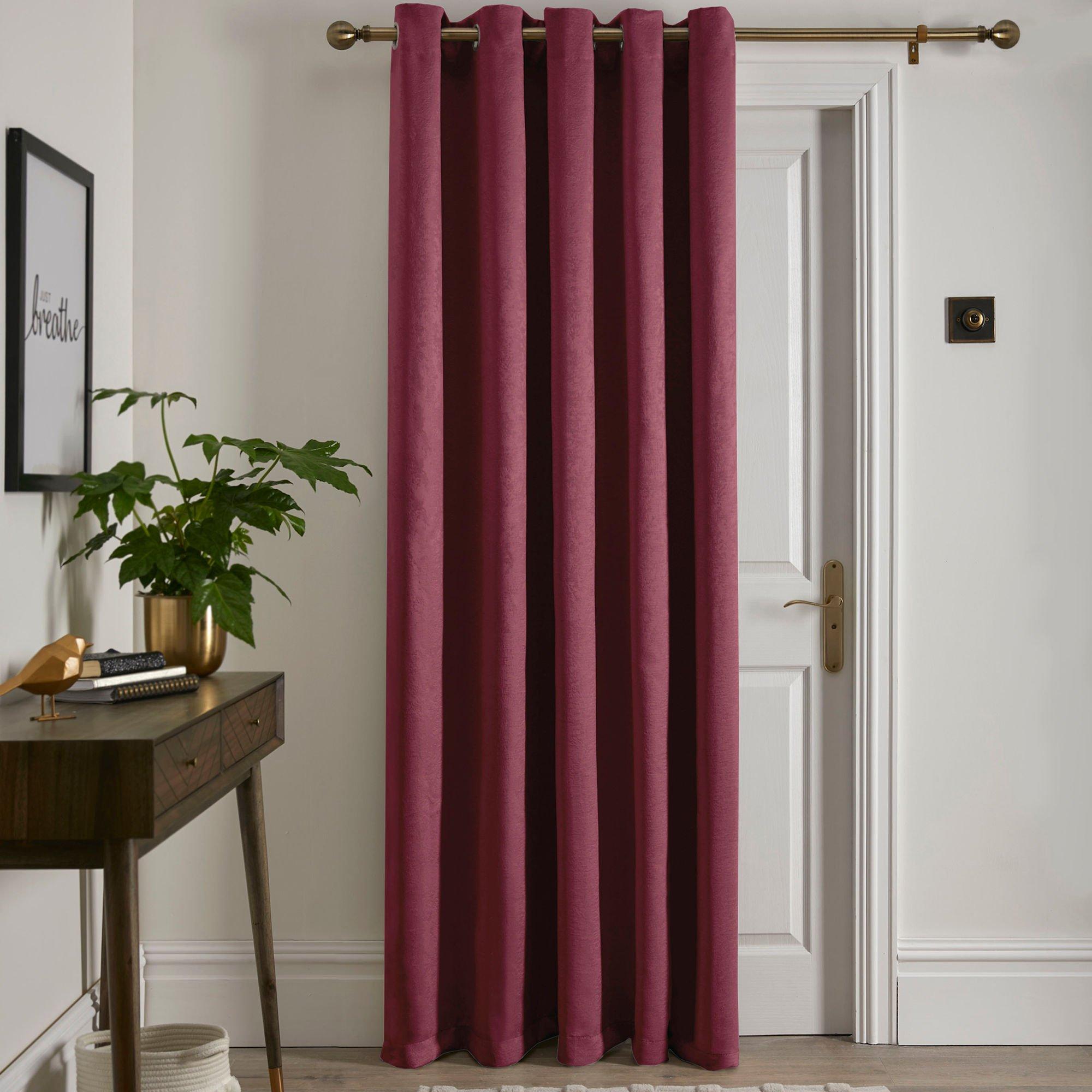 Wine - Fusion - Strata Single Panel Eyelet Door Curtain in Wine - 1