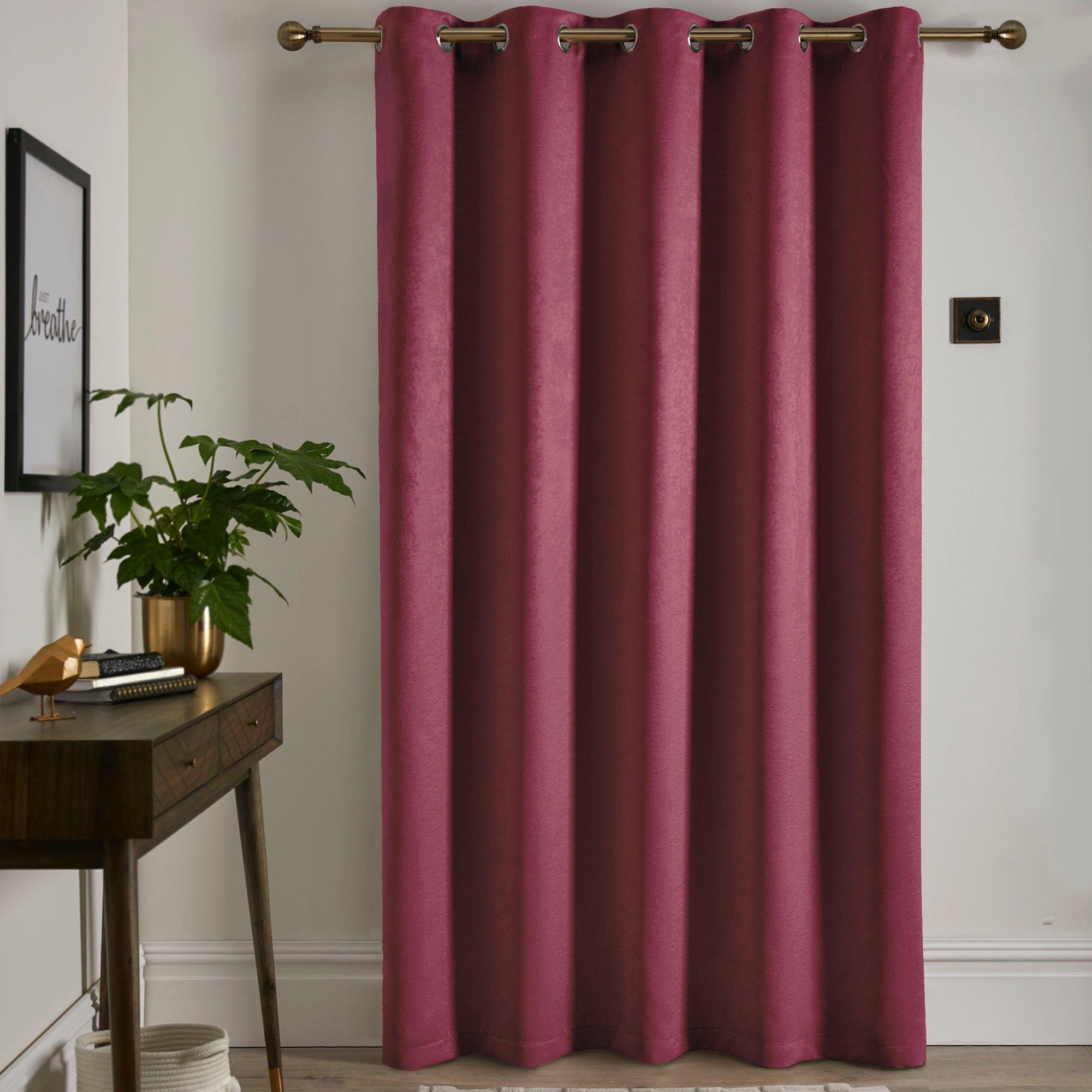 Wine - Fusion - Strata Single Panel Eyelet Door Curtain in Wine - 2