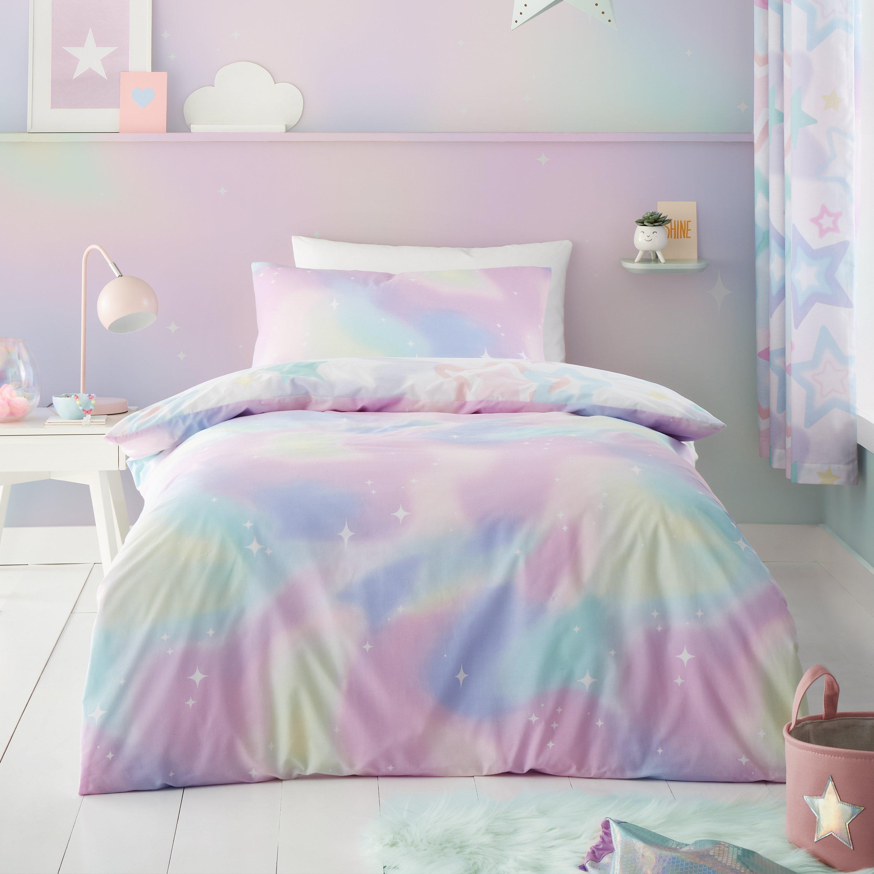 White - Catherine Lansfield - Ombre Stars Reversible Duvet Cover Set - 2