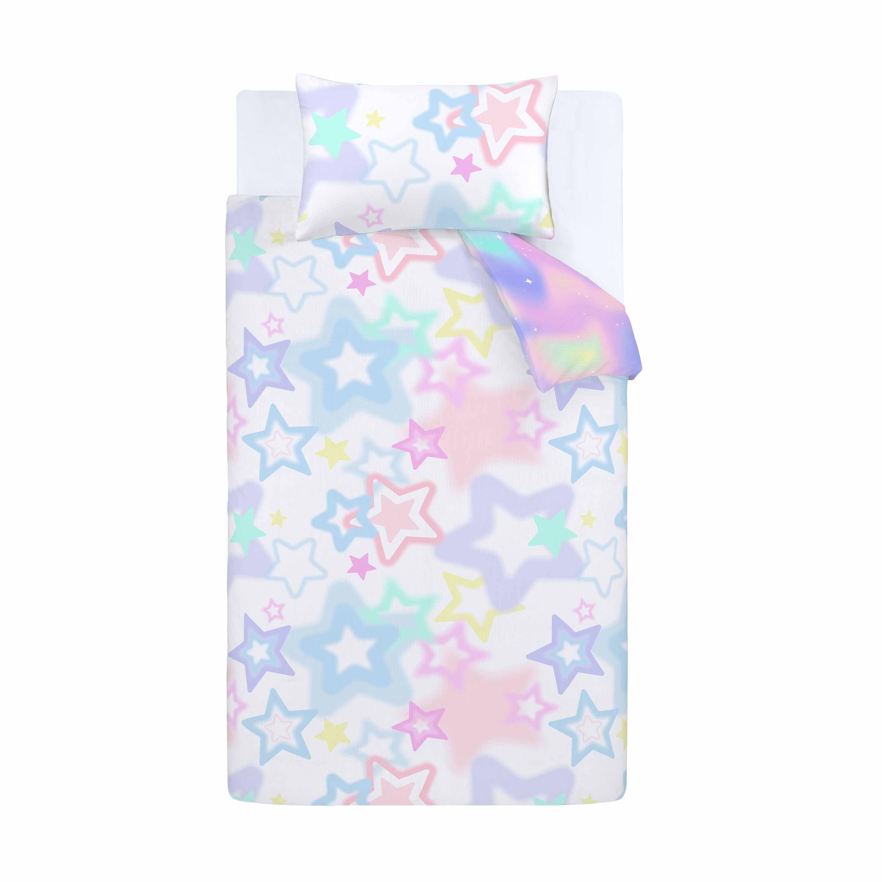 White - Catherine Lansfield - Ombre Stars Reversible Duvet Cover Set - 6