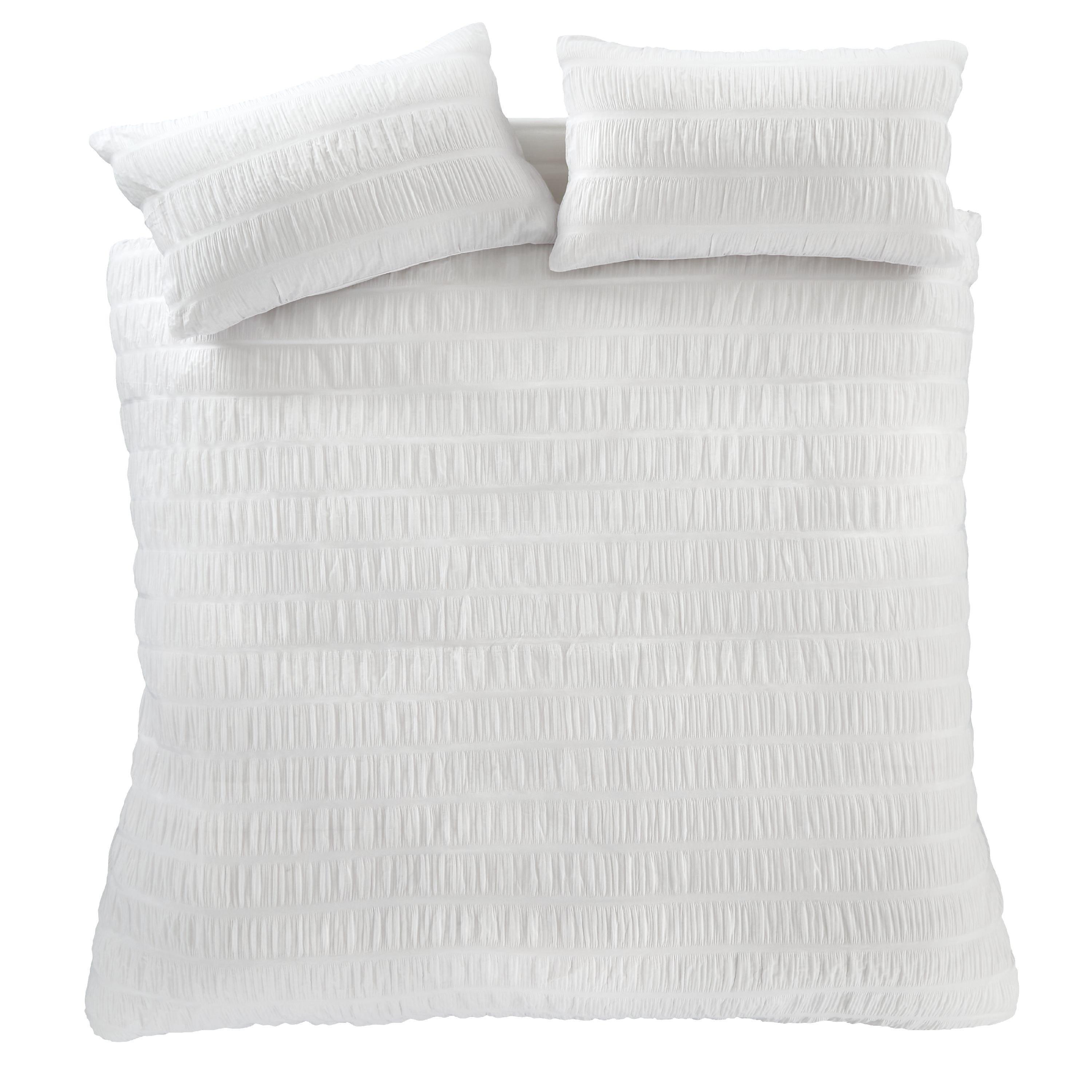 White - Catherine Lansfield - Seersucker Duvet Cover Set - 5