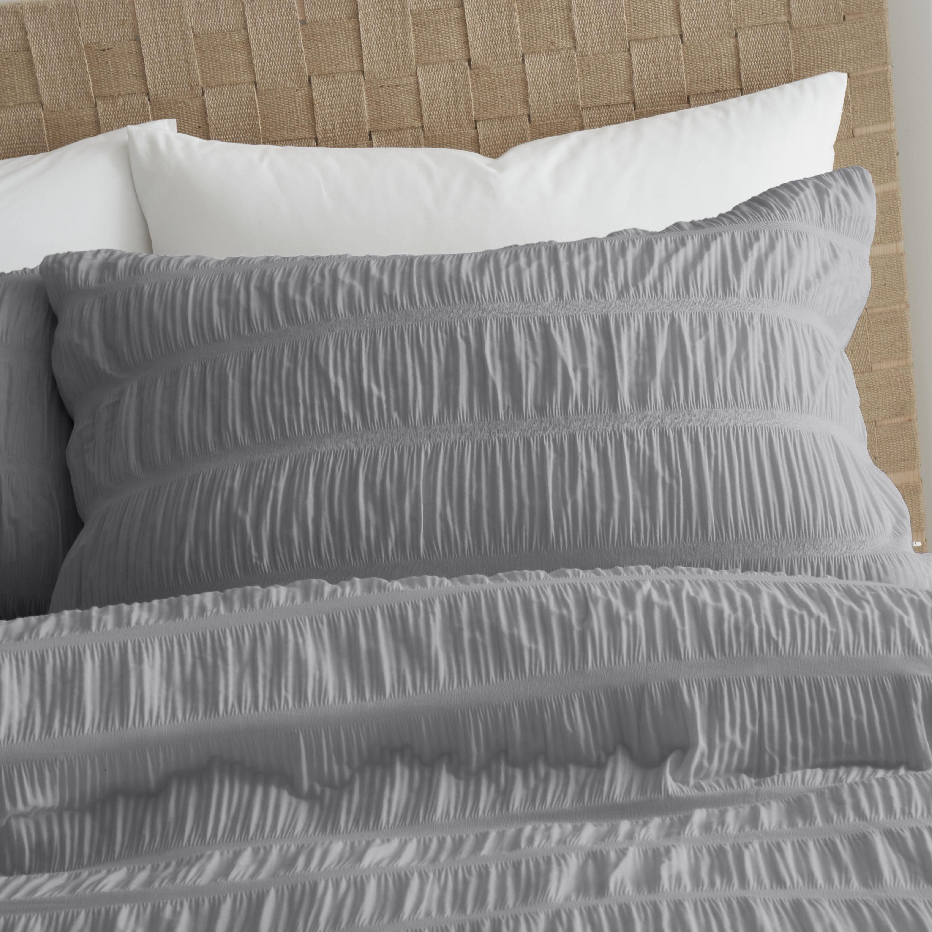 Grey - Catherine Lansfield - Seersucker Duvet Cover Set - 2