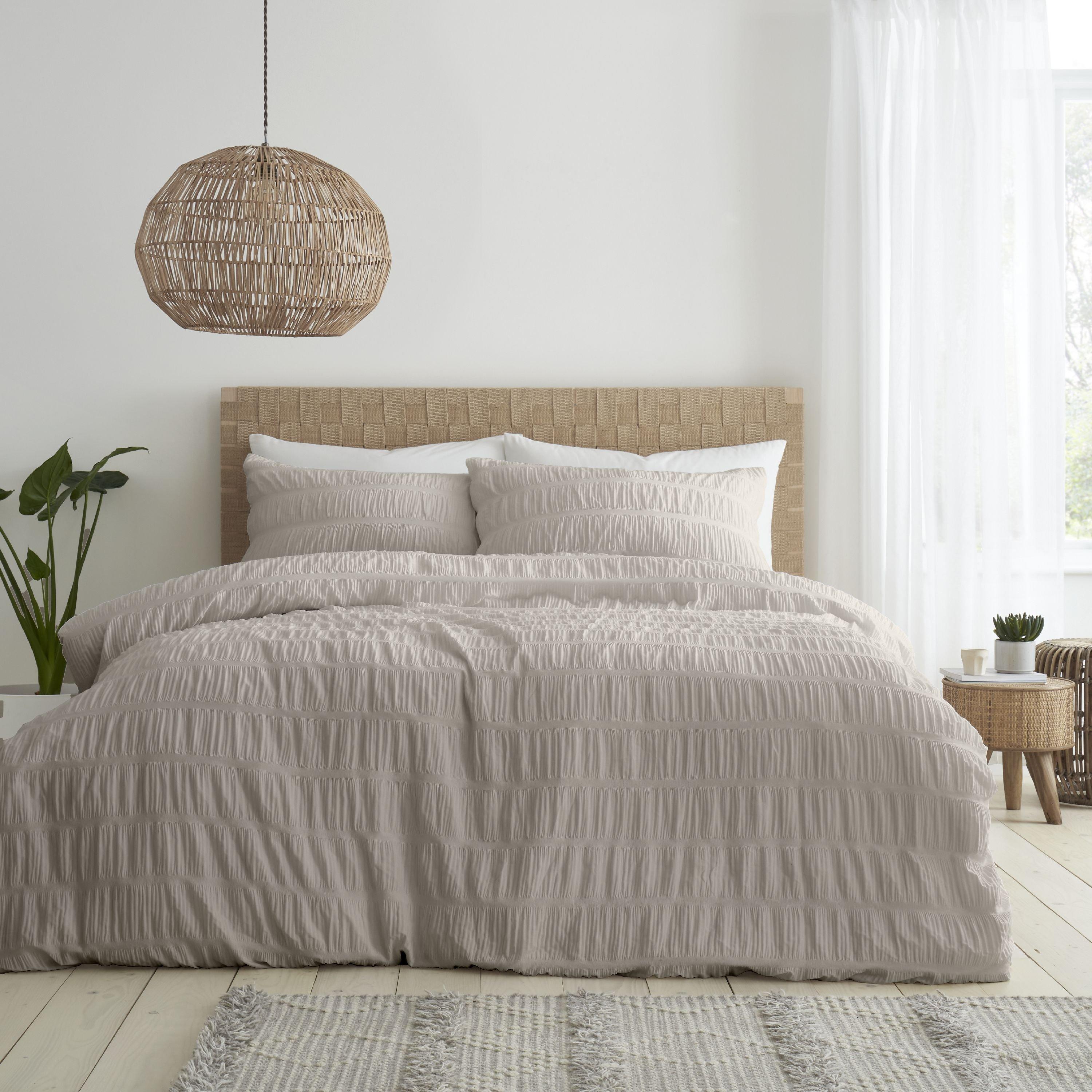 Catherine Lansfield  Seersucker Duvet Cover Set - Natural - King