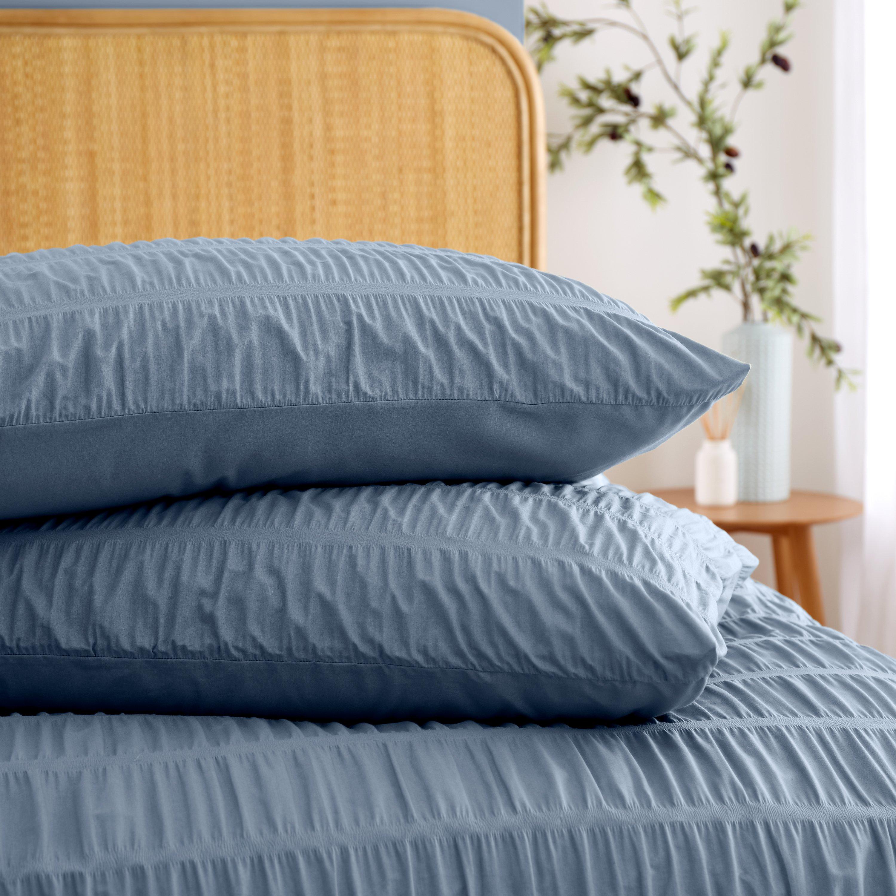 Lansfield Blue - Catherine Lansfield - Seersucker Duvet Cover Set - 4