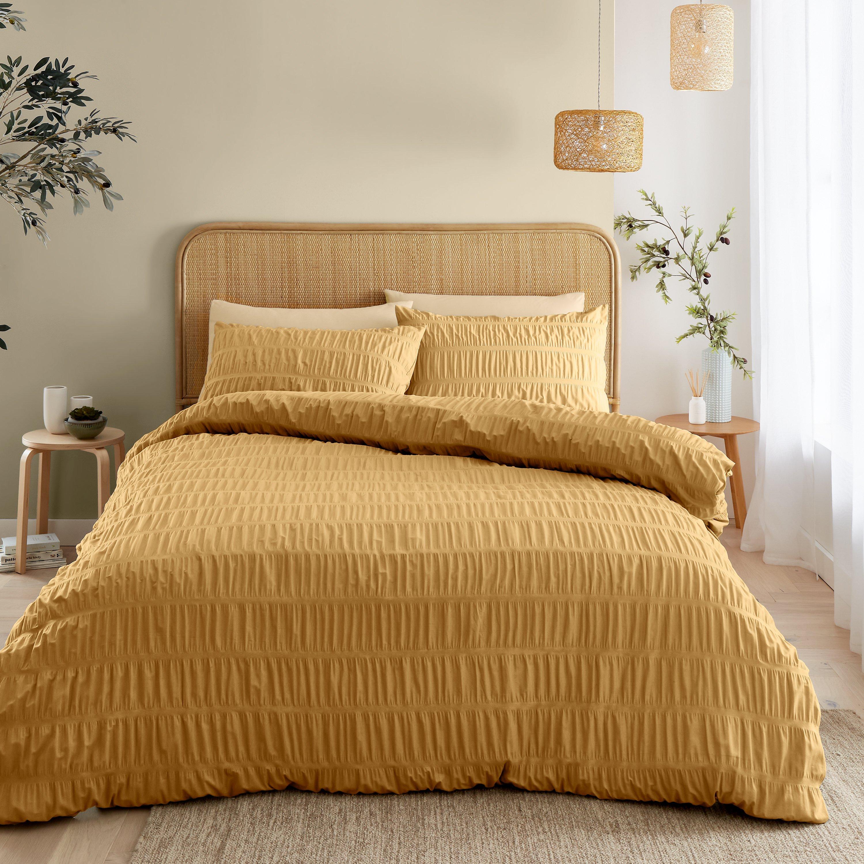 Caramel - Catherine Lansfield - Seersucker Duvet Cover Set - 1
