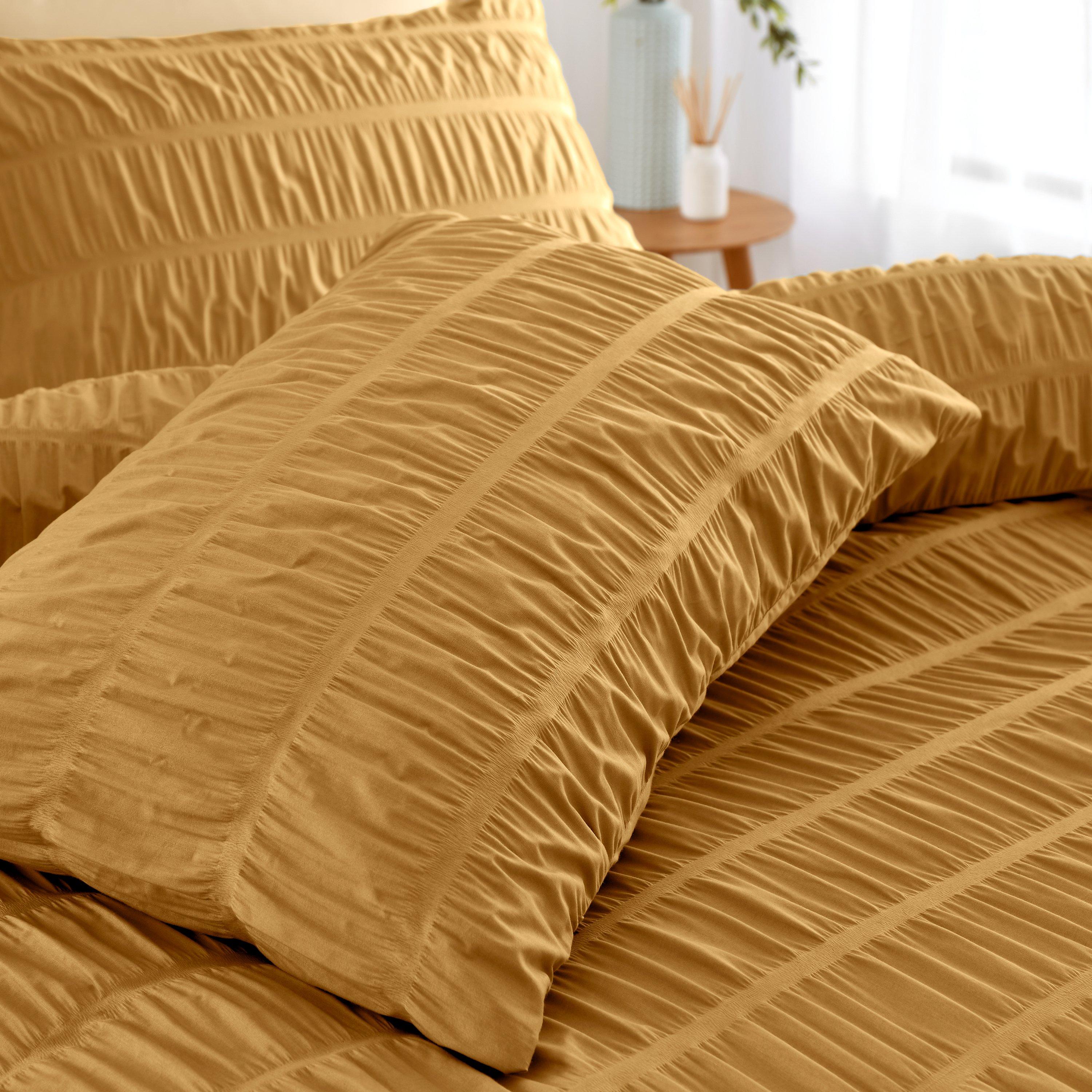 Caramel - Catherine Lansfield - Seersucker Duvet Cover Set - 2