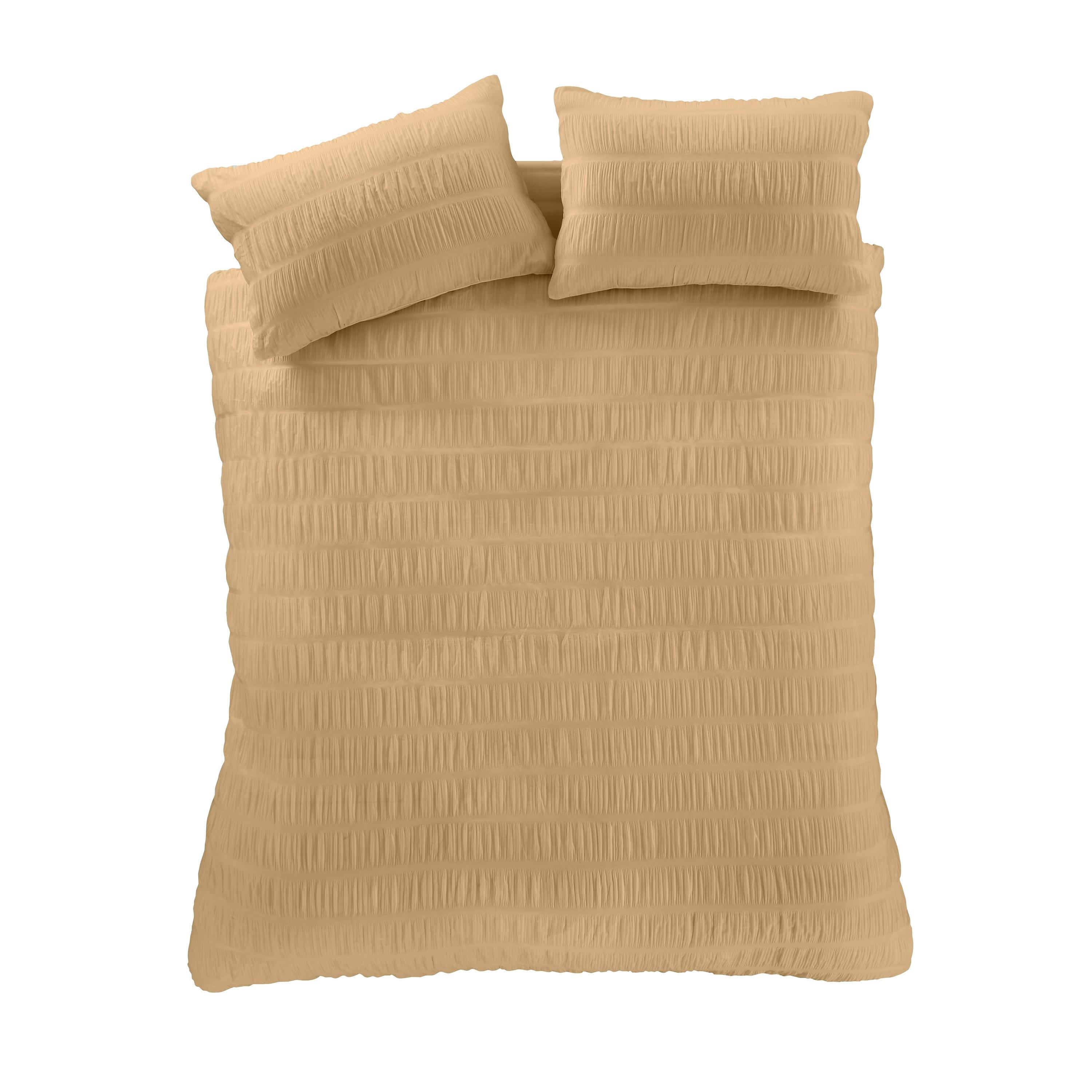 Caramel - Catherine Lansfield - Seersucker Duvet Cover Set - 5