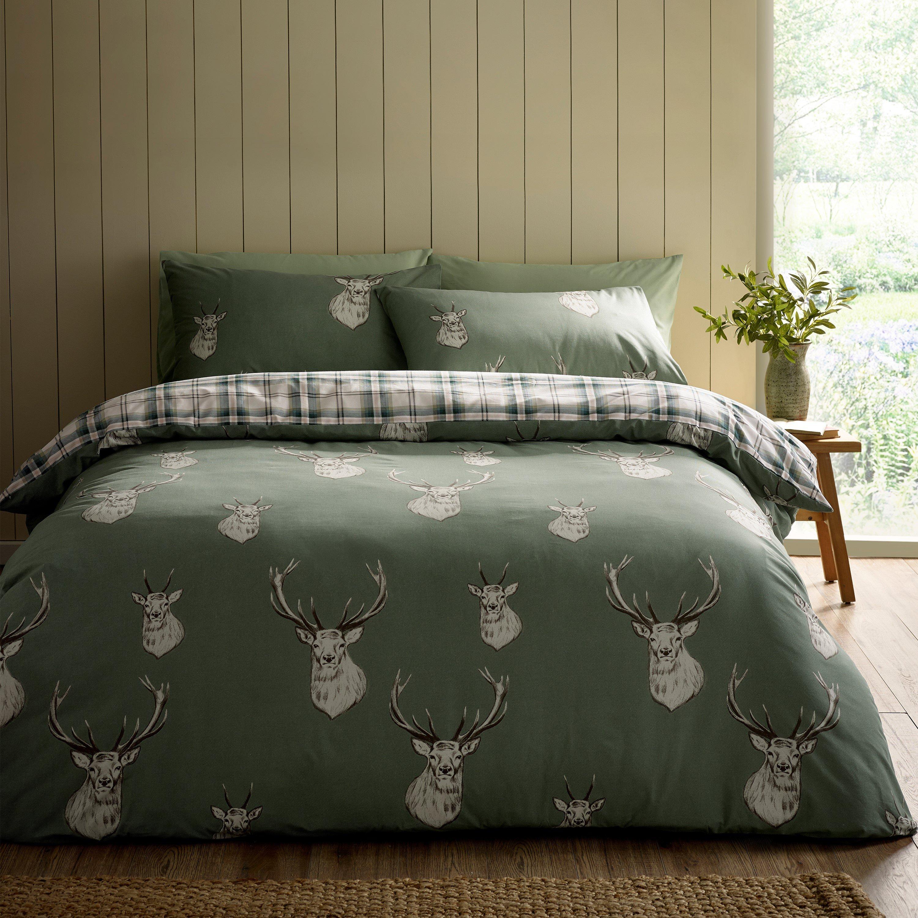 Catherine Lansfield Green Stag Duvet Set - Soft - Double - Image 9