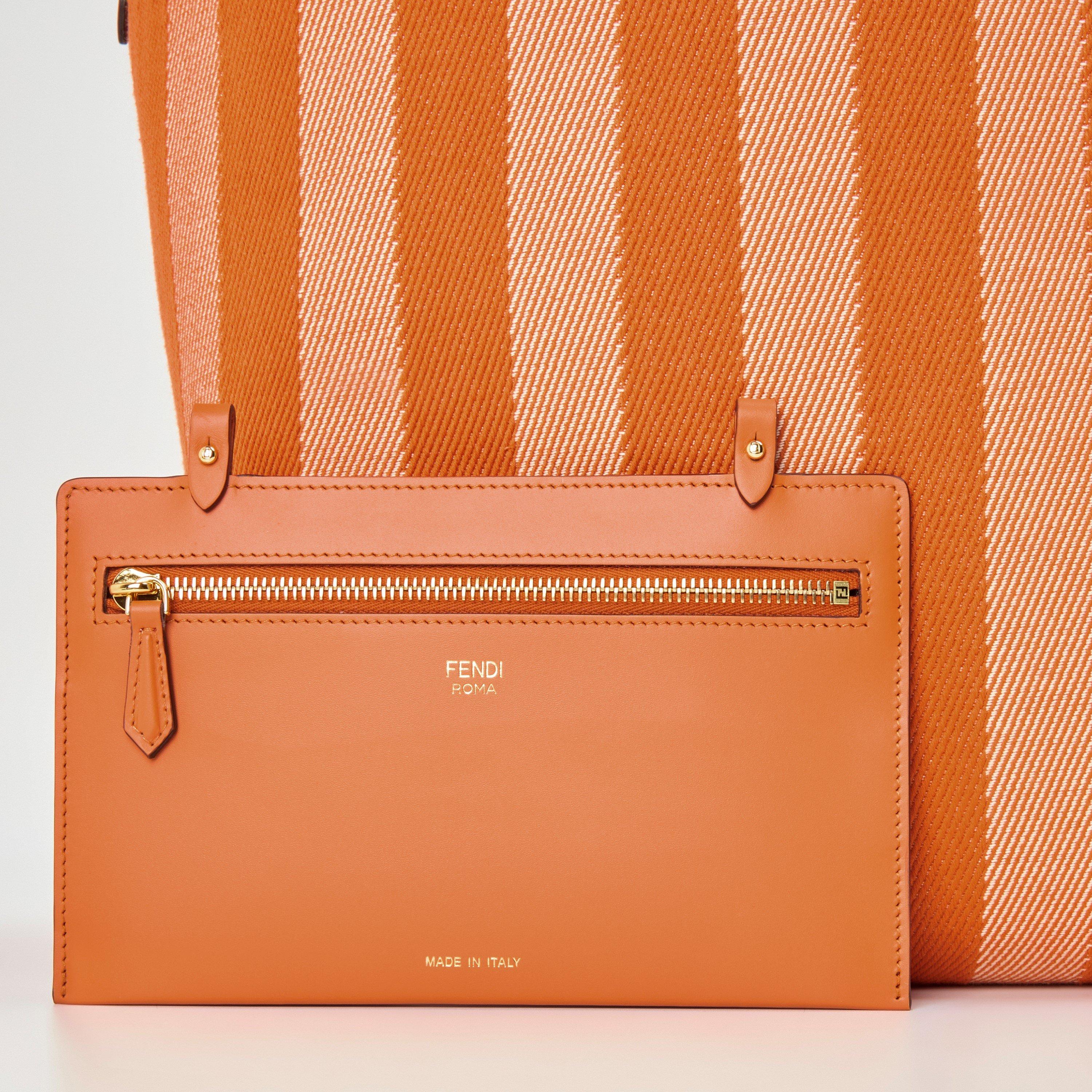 Tangerine - Fendi - Large Reversible Stripe Tote Bag - 4