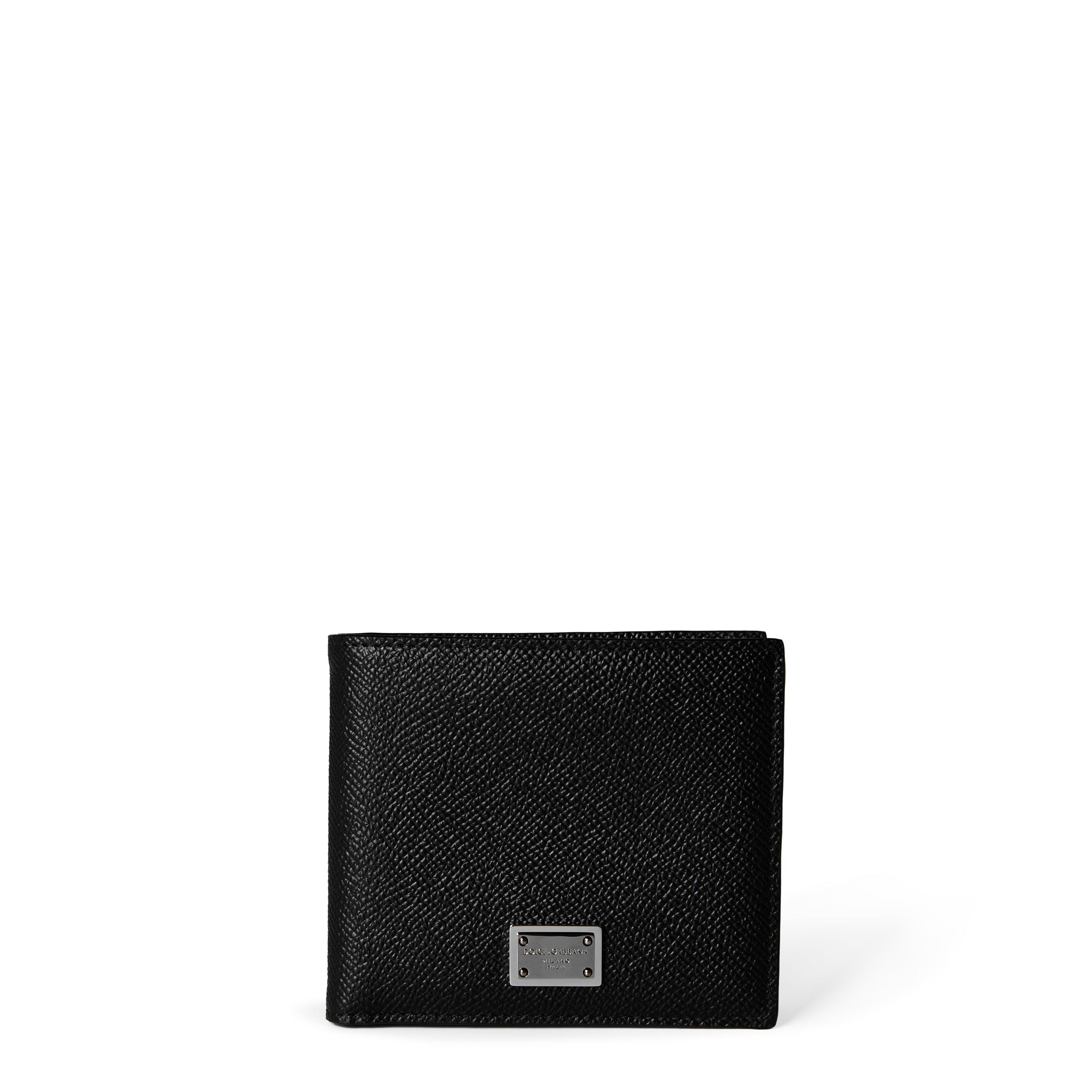 Black 80999 - Dolce and Gabbana - Men's Logo Plaque Calf Leather Bi-Fold Wallet - 1