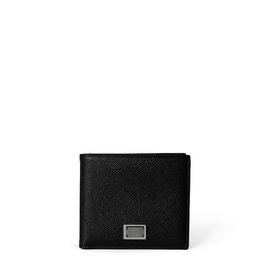 Dolce and Gabbana MenS Logo Plaque Calf Leather Bi Fold Wallet