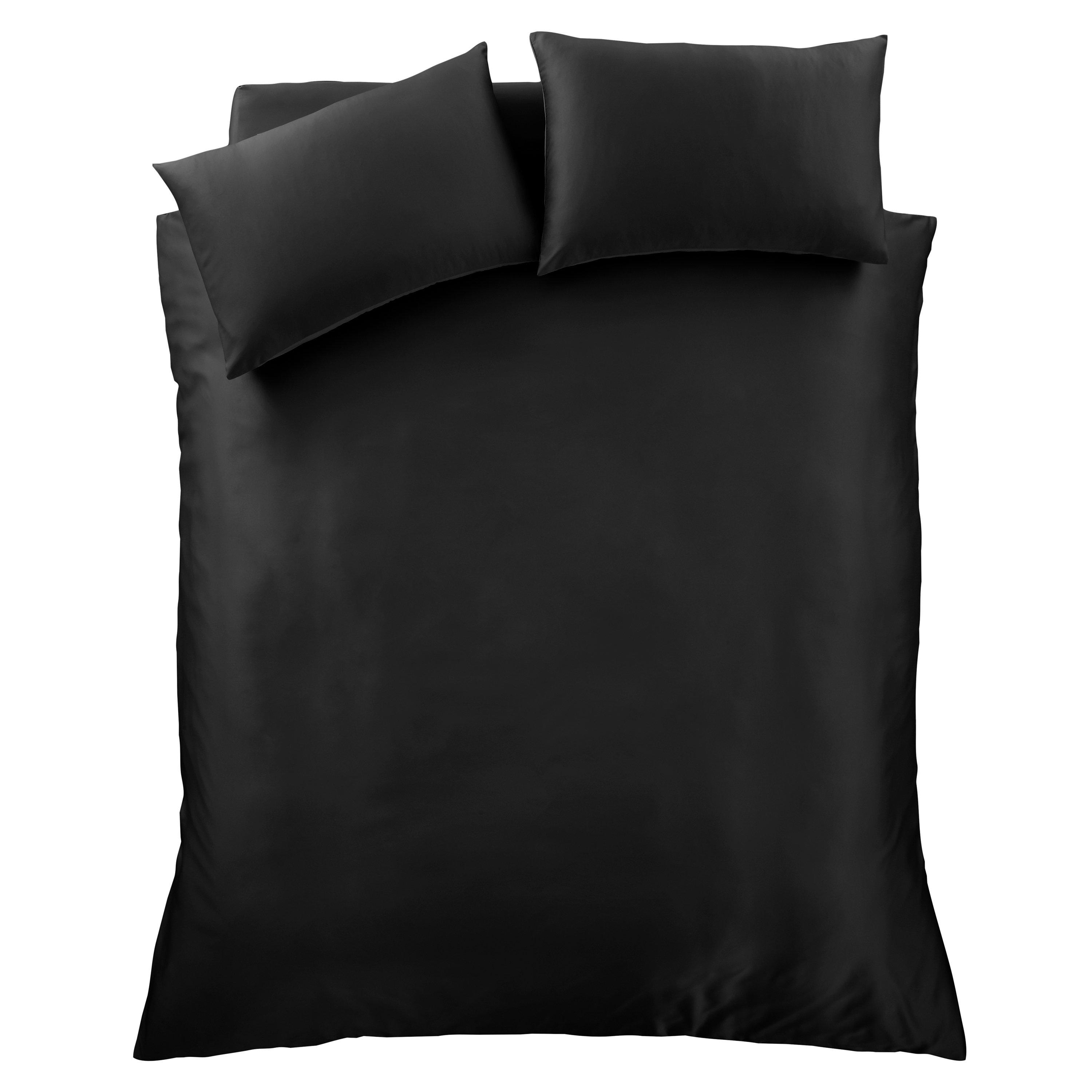 Black - Catherine Lansfield - Silky Soft Satin Duvet Cover Set - 4