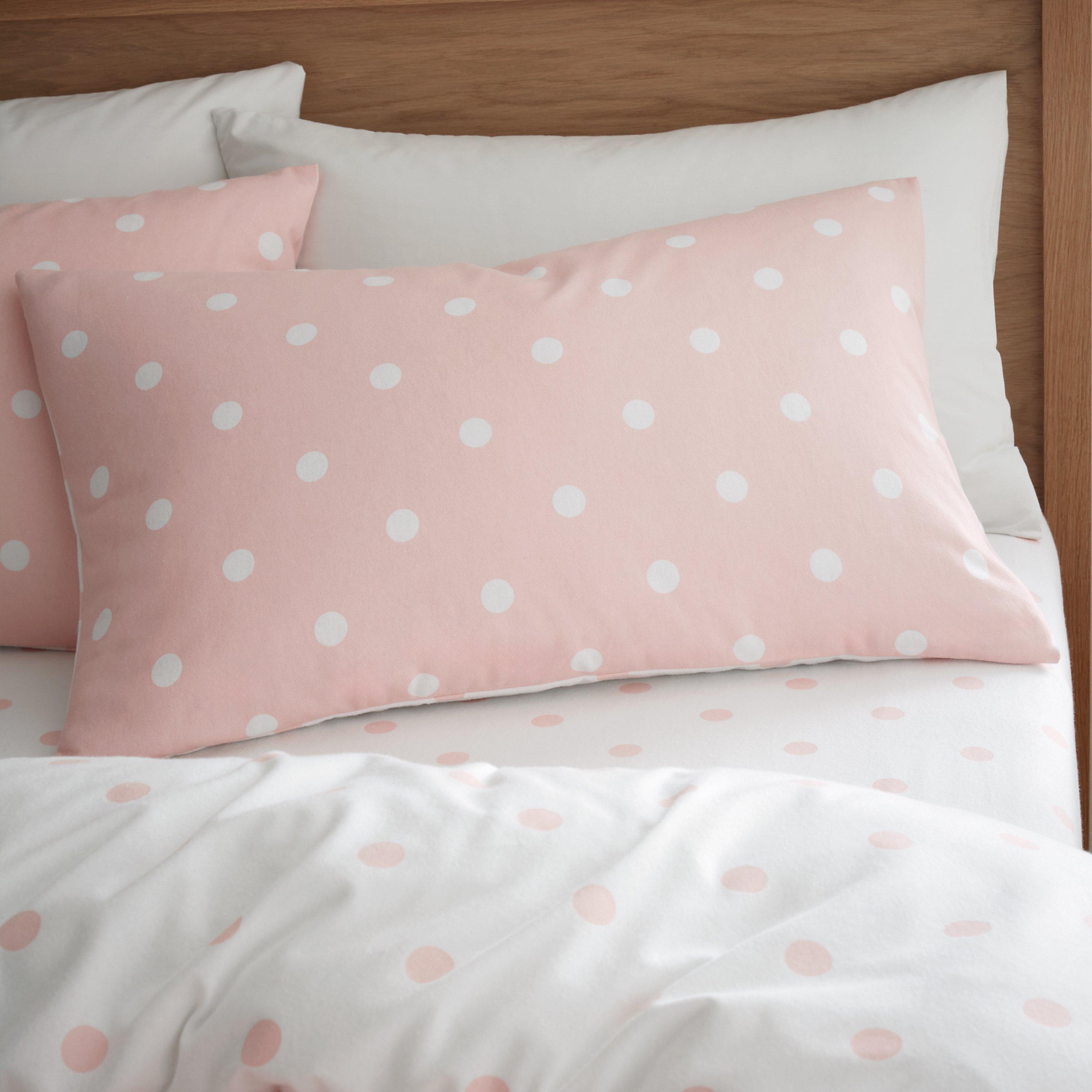 Pink - Catherine Lansfield - Brushed Polka Dot Cotton Duvet Cover Set - 3