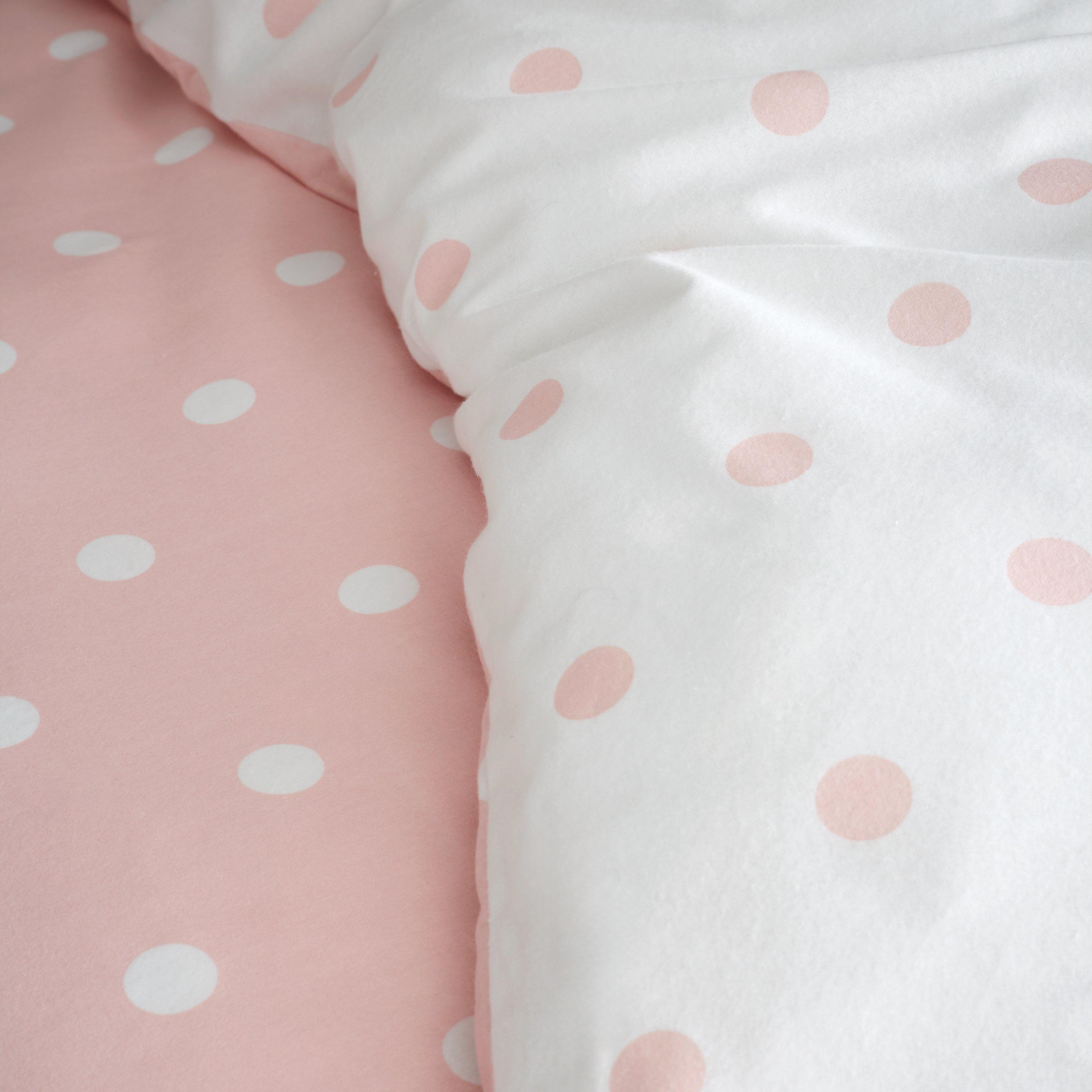 Pink - Catherine Lansfield - Brushed Polka Dot Cotton Duvet Cover Set - 4