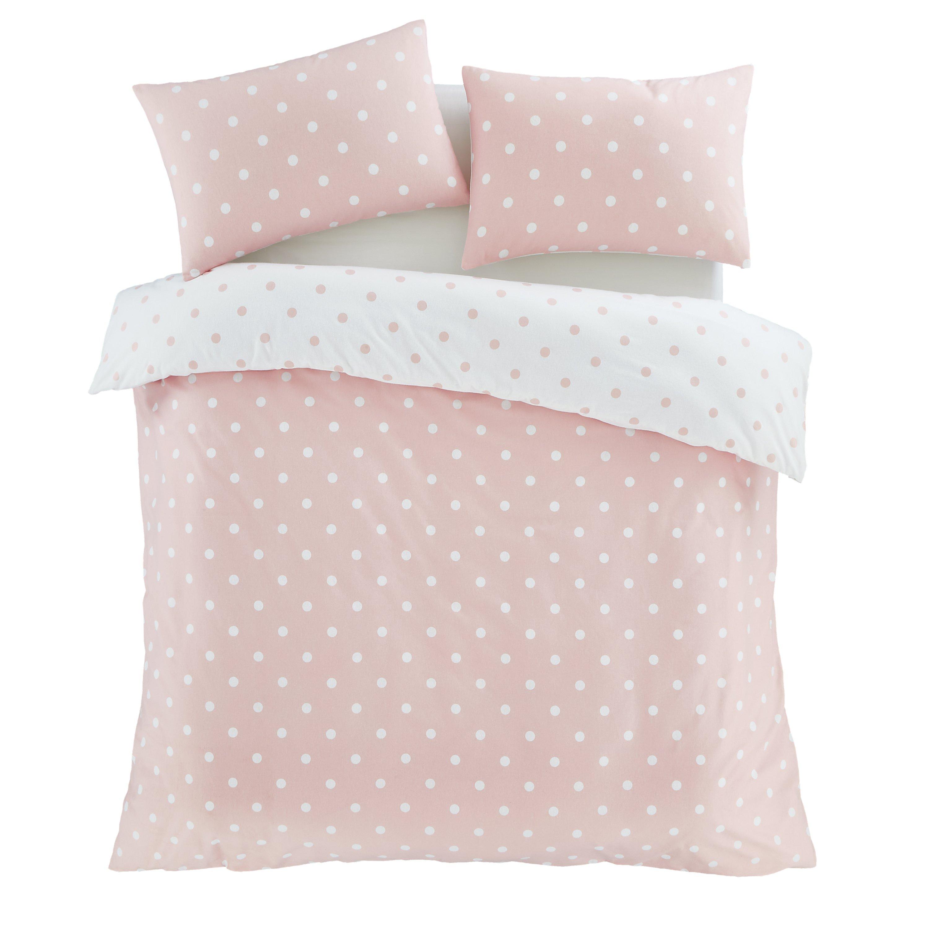Pink - Catherine Lansfield - Brushed Polka Dot Cotton Duvet Cover Set - 5