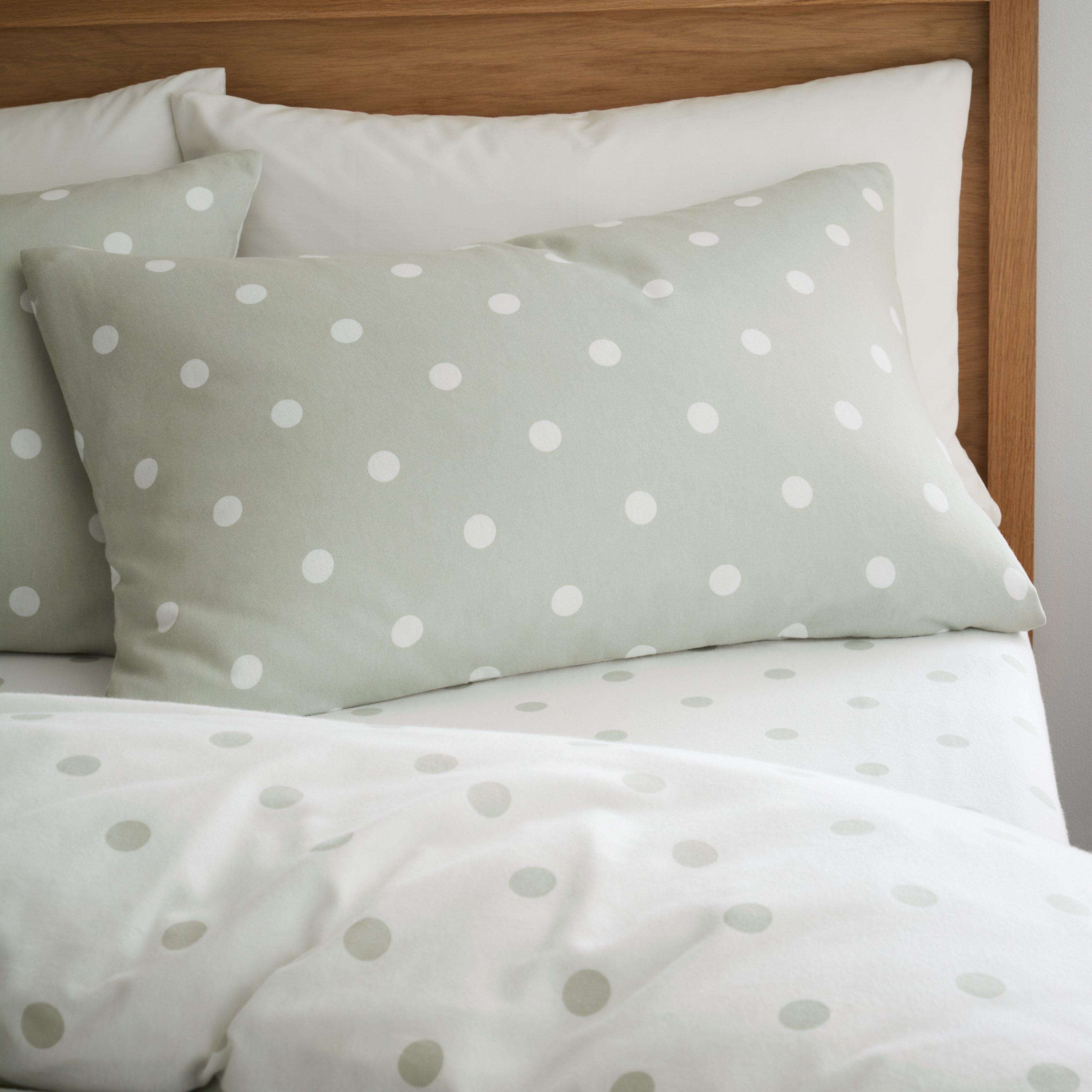 Green - Catherine Lansfield - Brushed Polka Dot Cotton Duvet Cover Set - 3