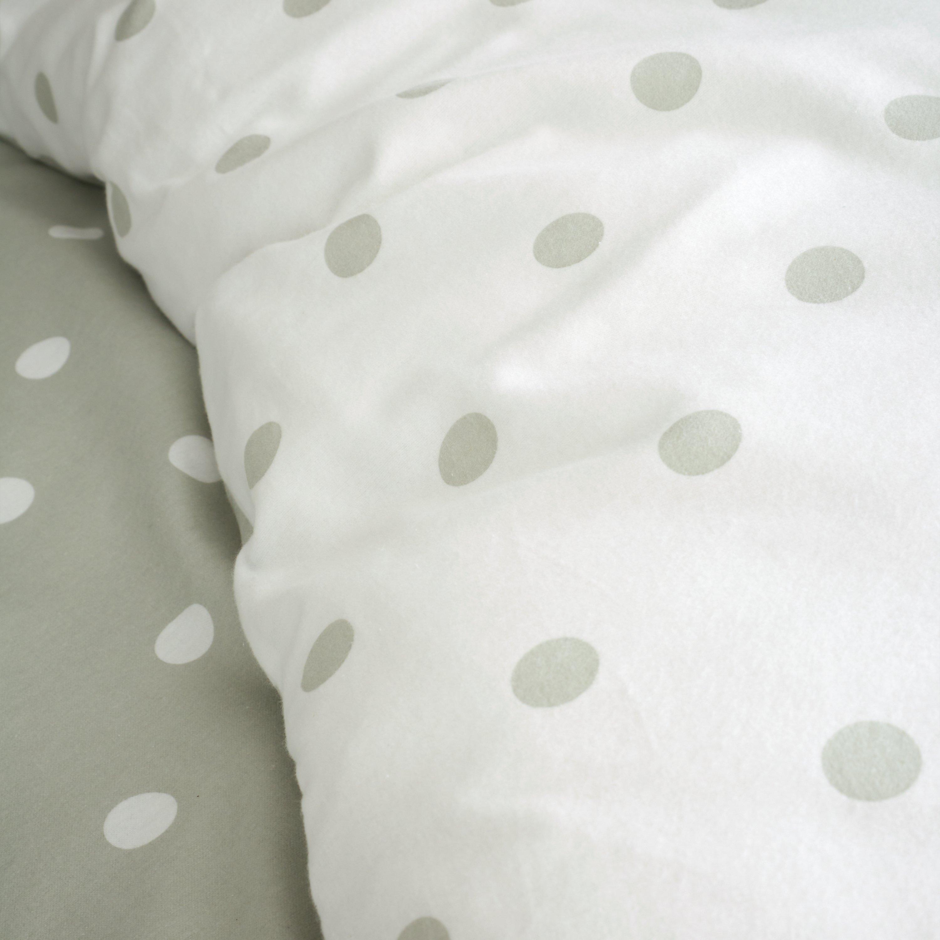 Green - Catherine Lansfield - Brushed Polka Dot Cotton Duvet Cover Set - 4