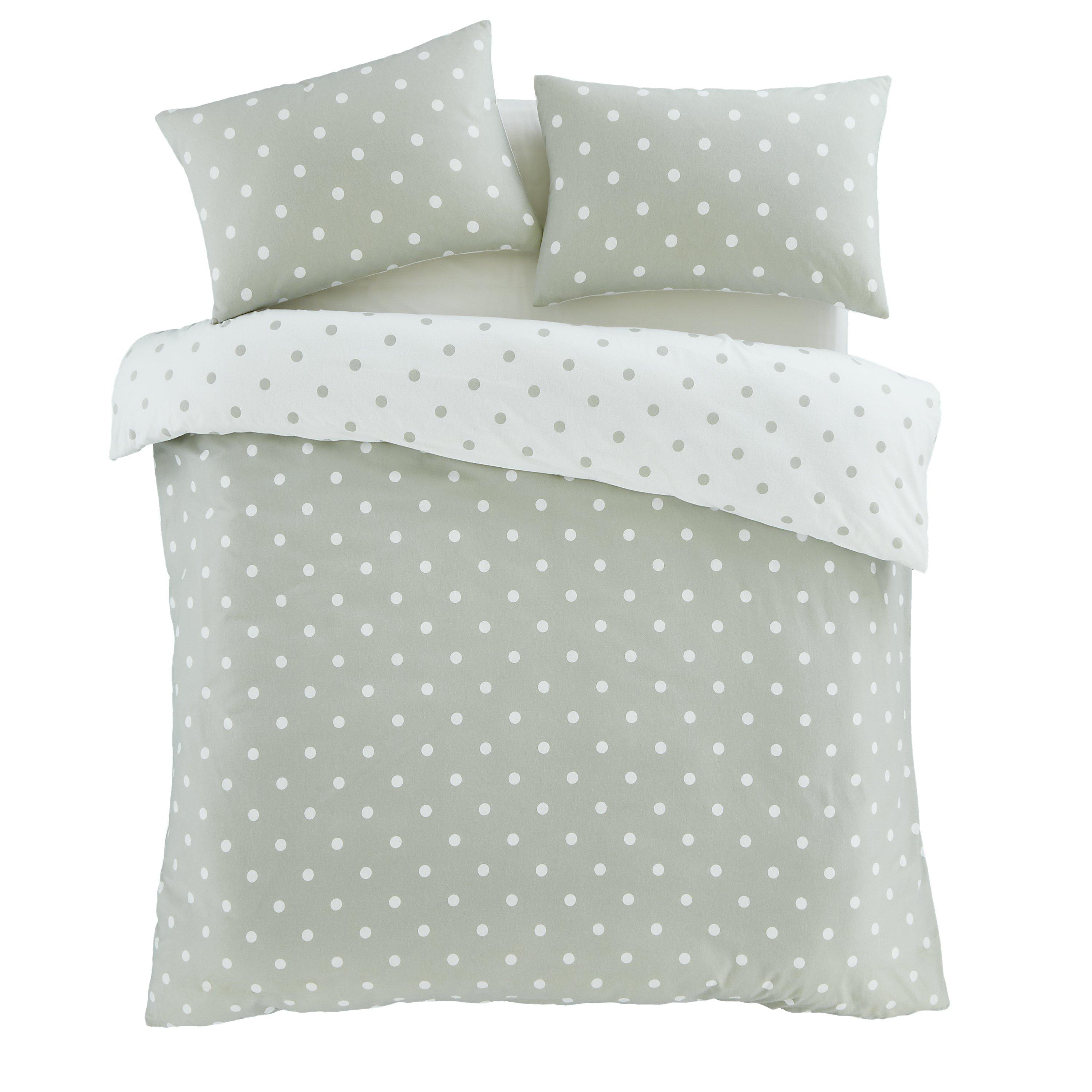 Green - Catherine Lansfield - Brushed Polka Dot Cotton Duvet Cover Set - 5