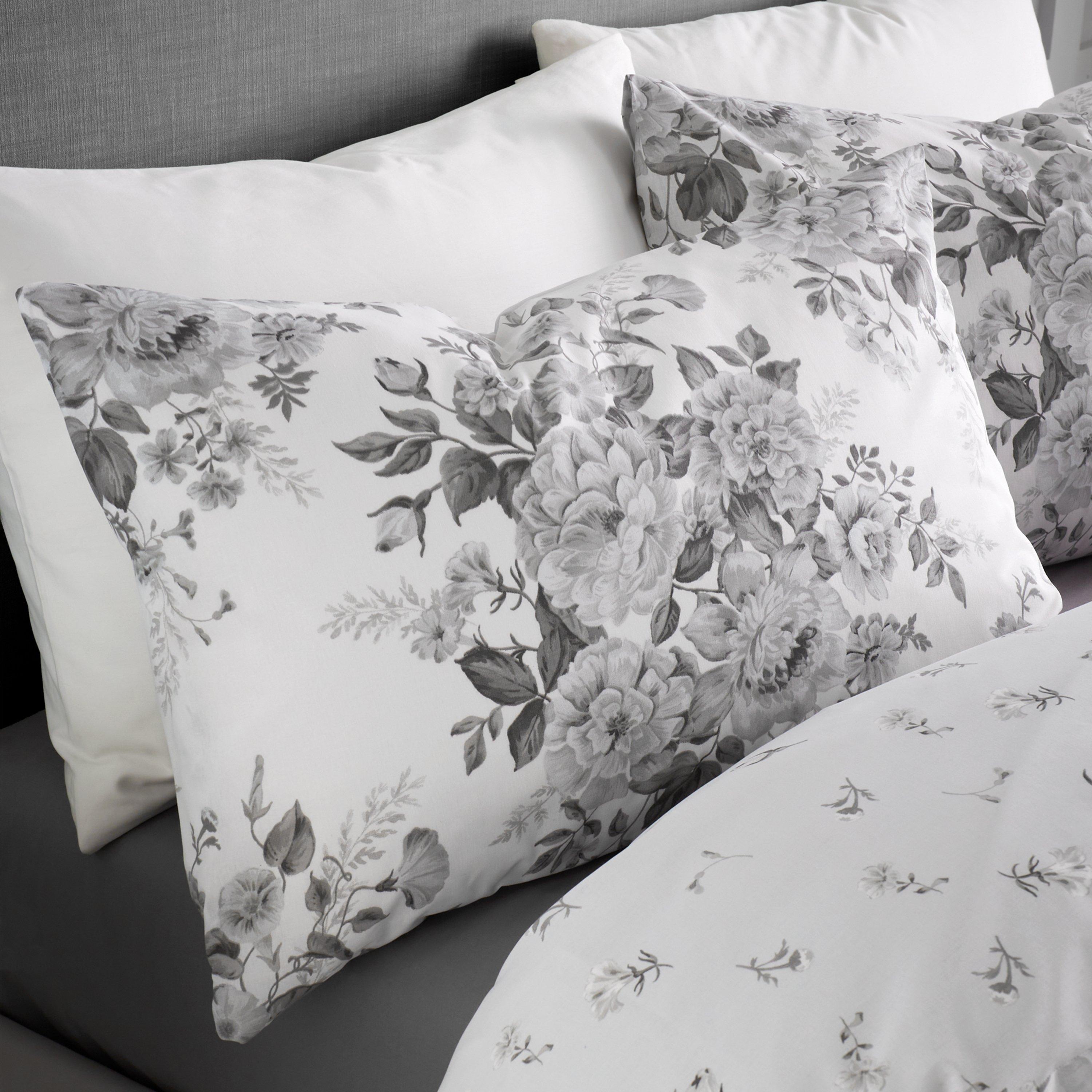 Grey - Catherine Lansfield - Elinda Floral Reversible Duvet Cover Set - 3
