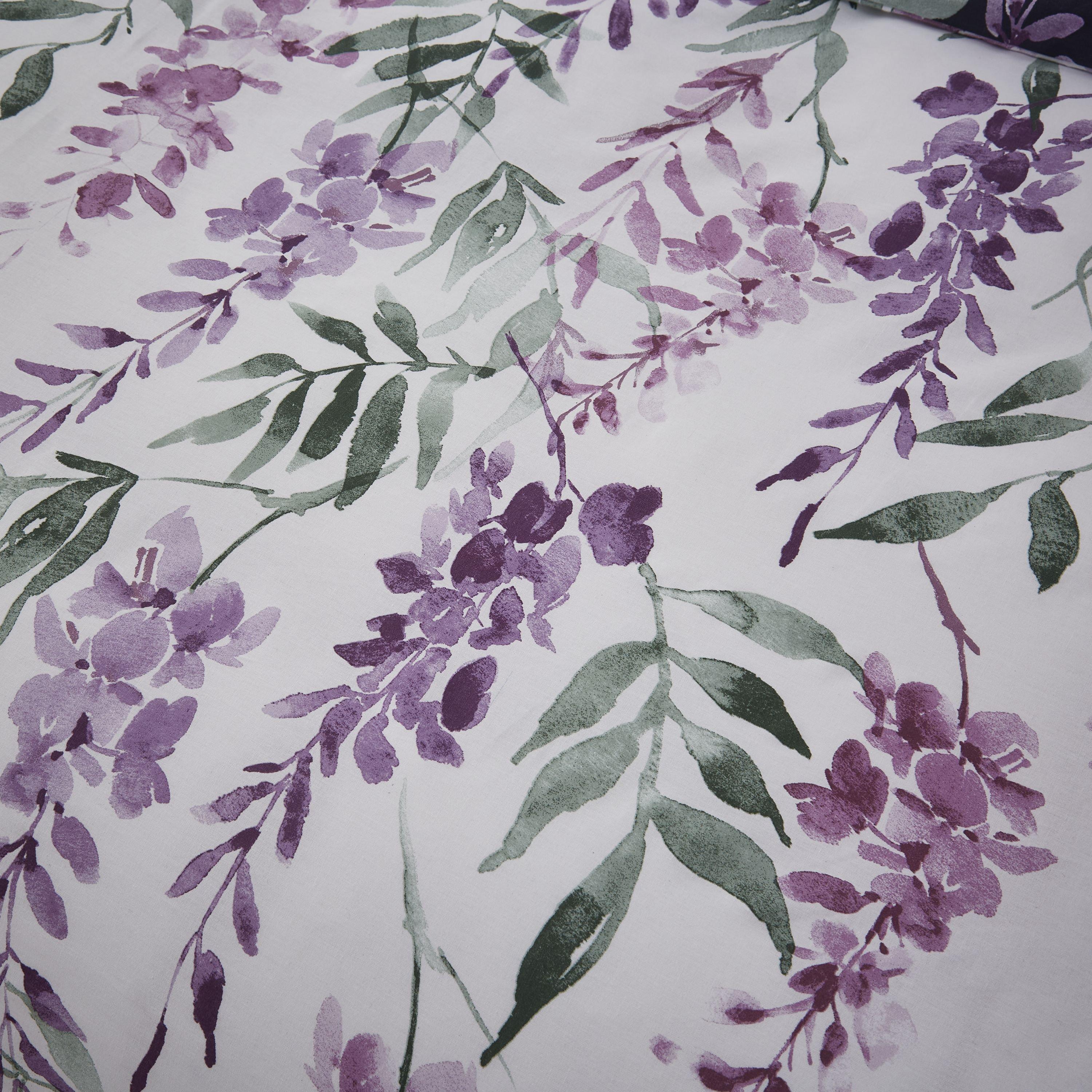White/Navy - Catherine Lansfield - Wisteria Floral Reversible Duvet Cover Set - 5