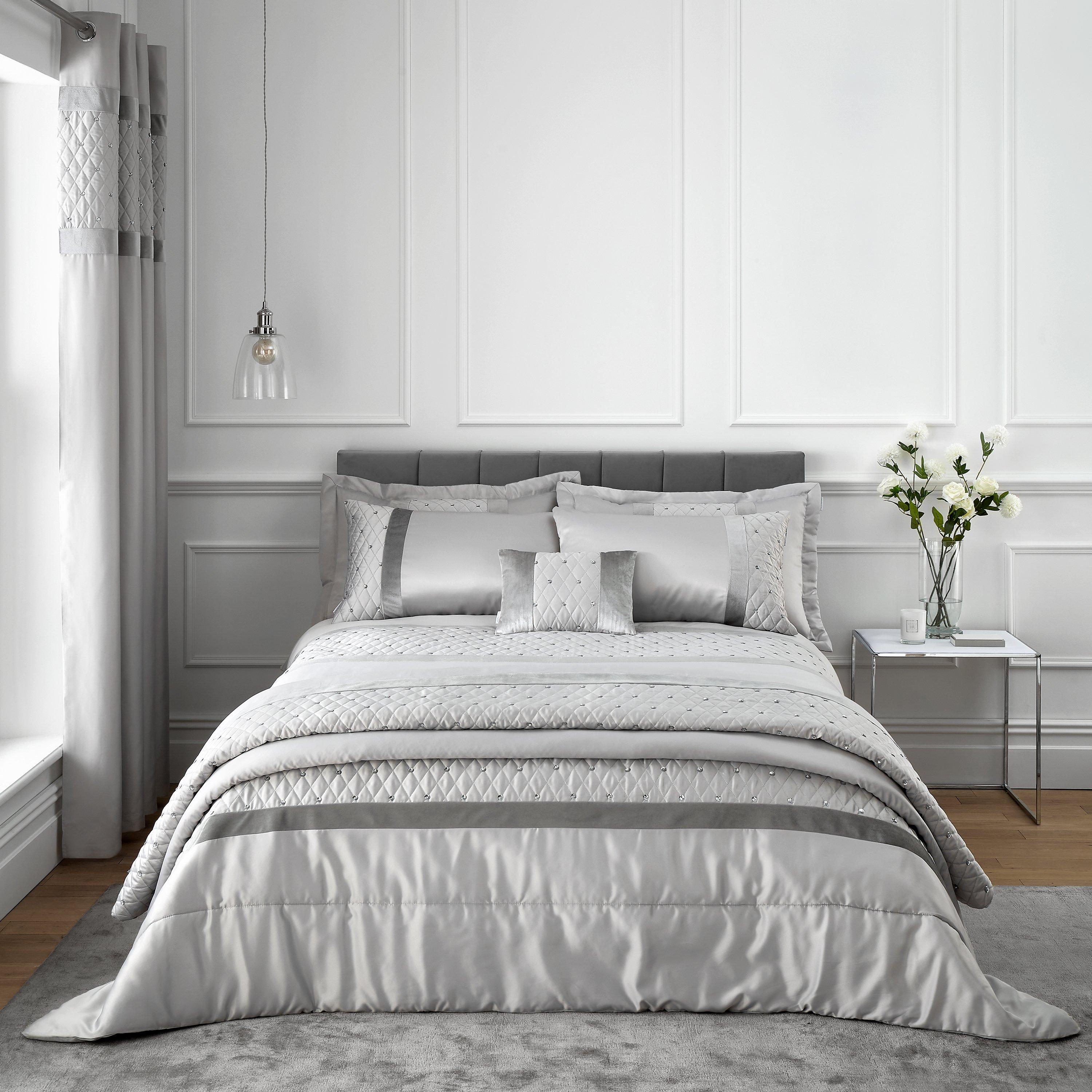 Silver Grey - Catherine Lansfield - Sequin Cluster Duvet Cover Set - 1